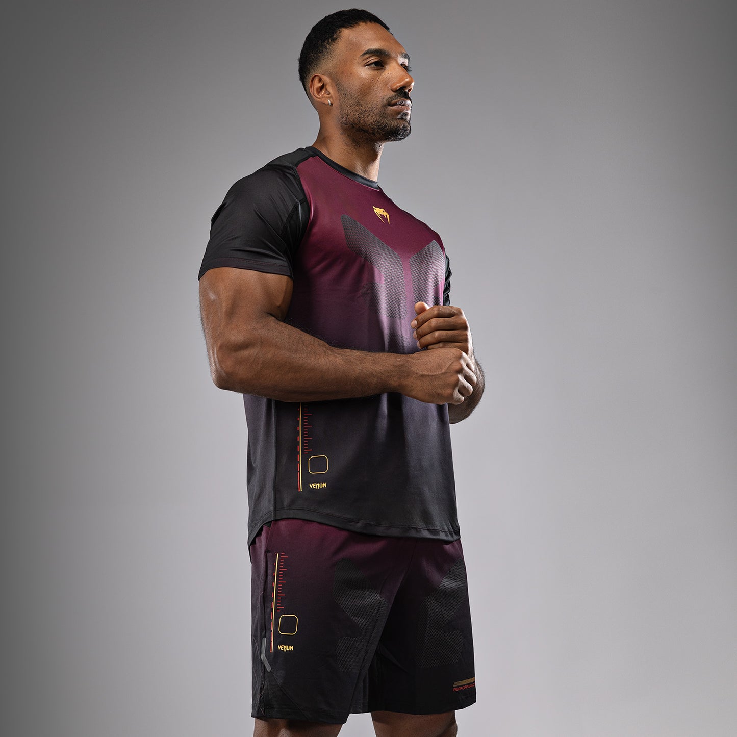 Venum Tactical XT Dry Tech T-shirt voor heren - Zwart/Bourgondië/Goud