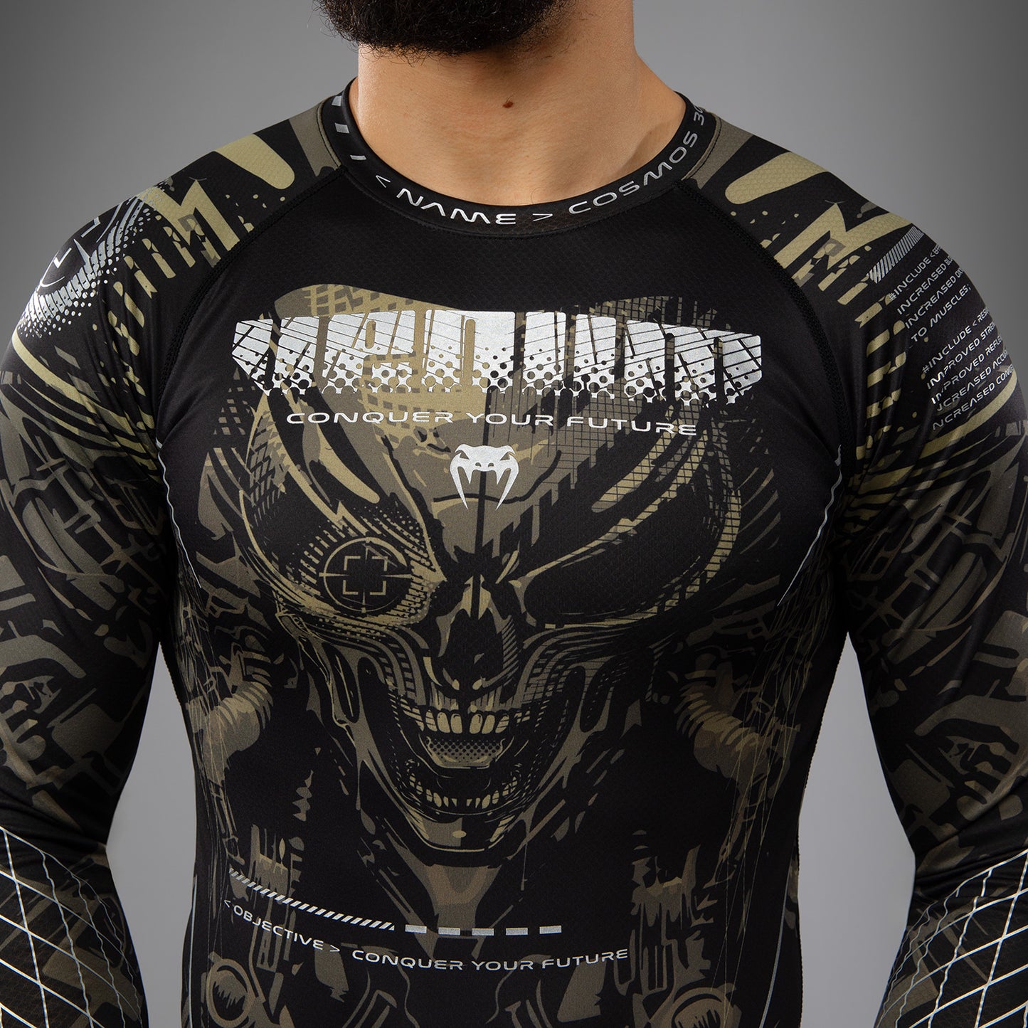 Venum Invader Langemouw Rashguard - Zwart/Zand