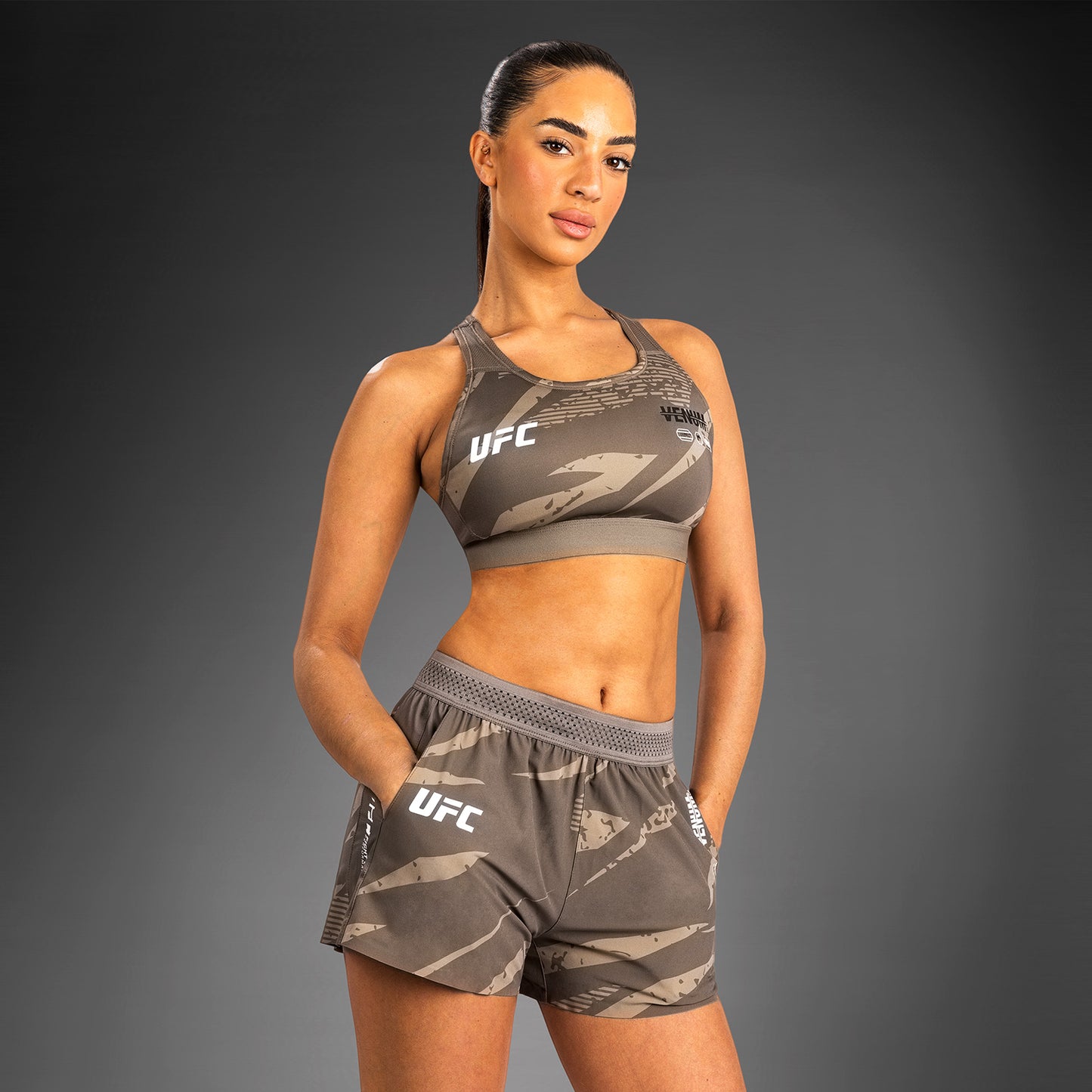 UFC Adrenaline By Venum Fight Week Prestatiekorte Broek Voor Vrouwen - Desert Camo