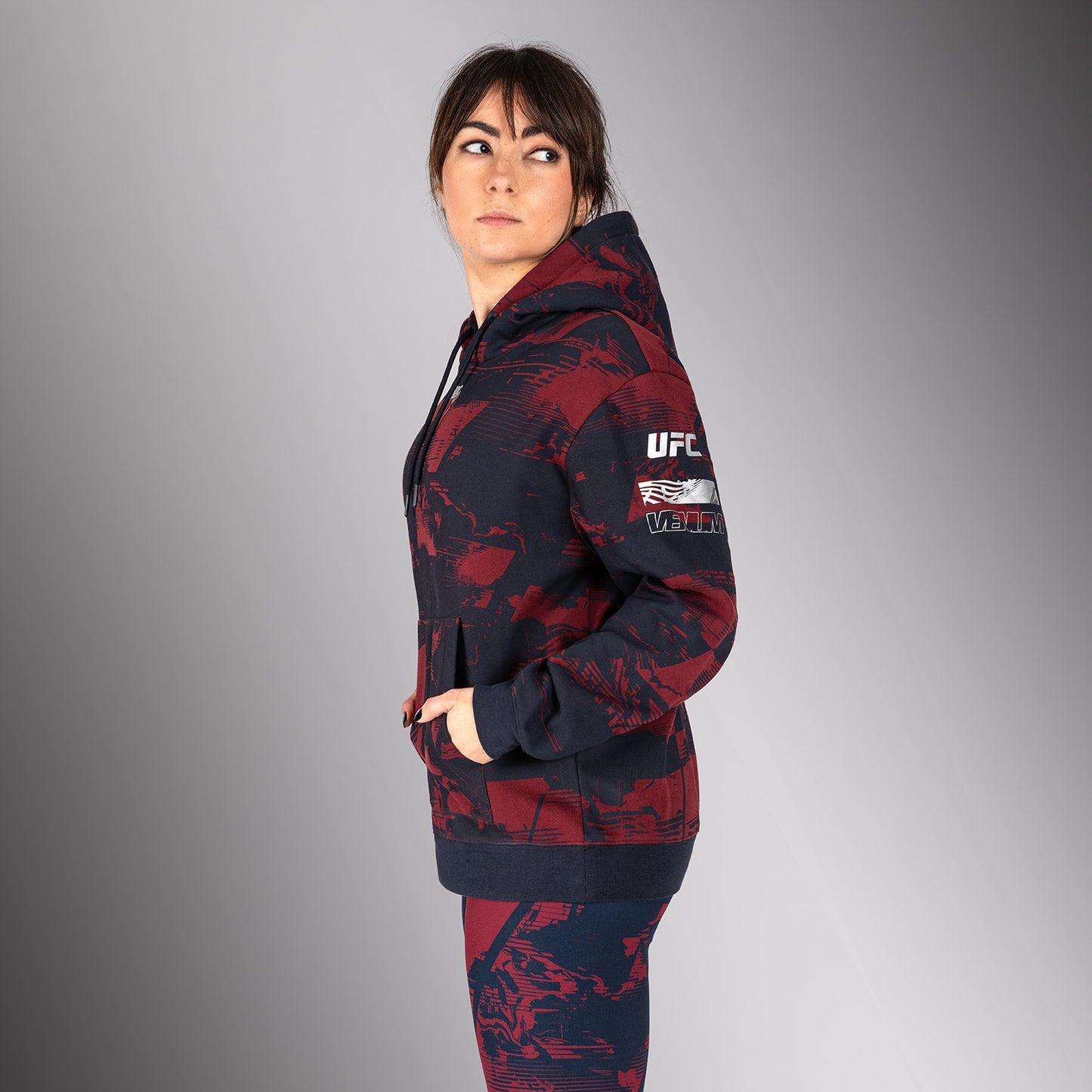 UFC Zenith by Venum Authentic Fight Week Pullover Hoodie Dames - Marineblauw/Bordeauxrood/Zilver