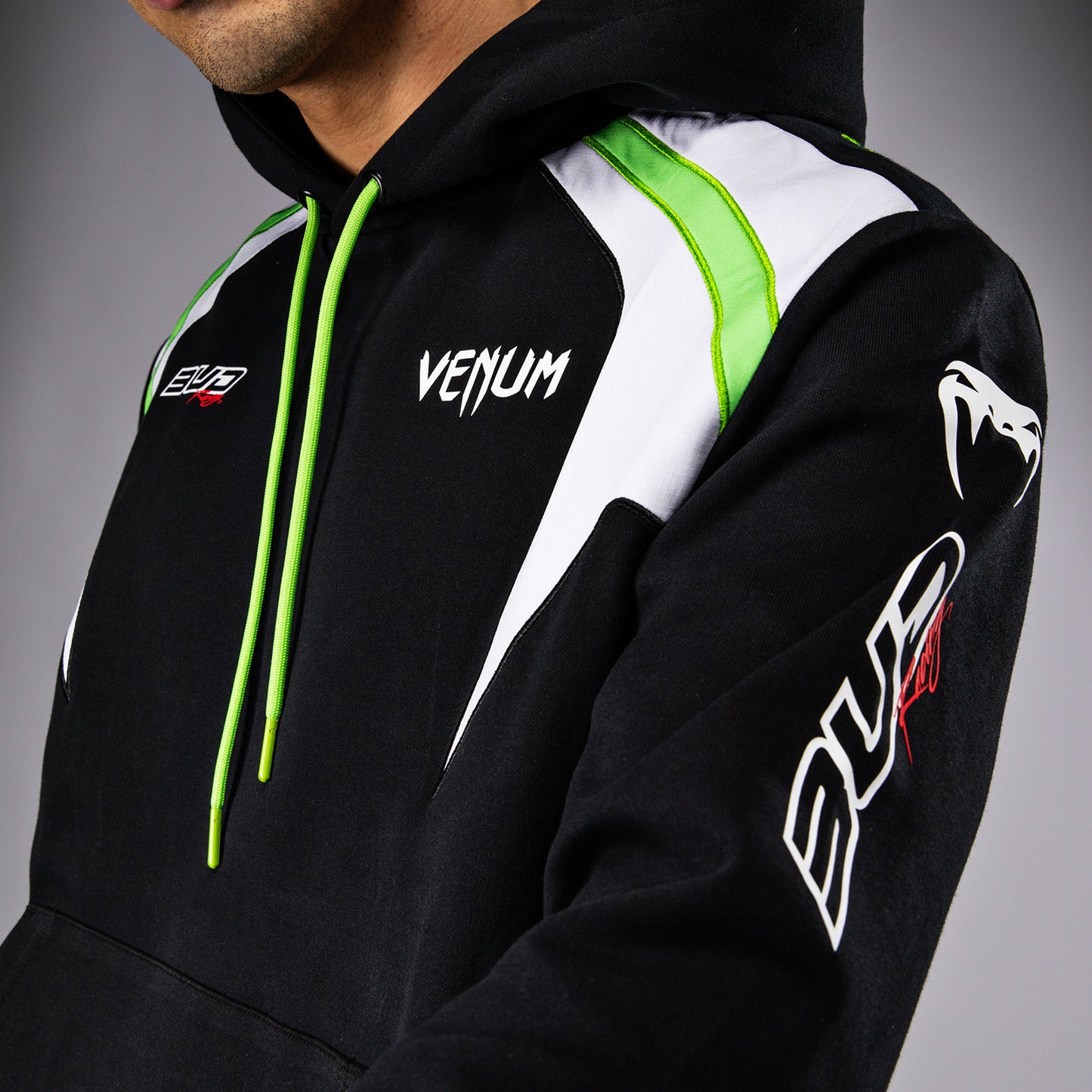 Venum x Bud Racing Heren Hoodie - Zwart/Wit/Limoengroen