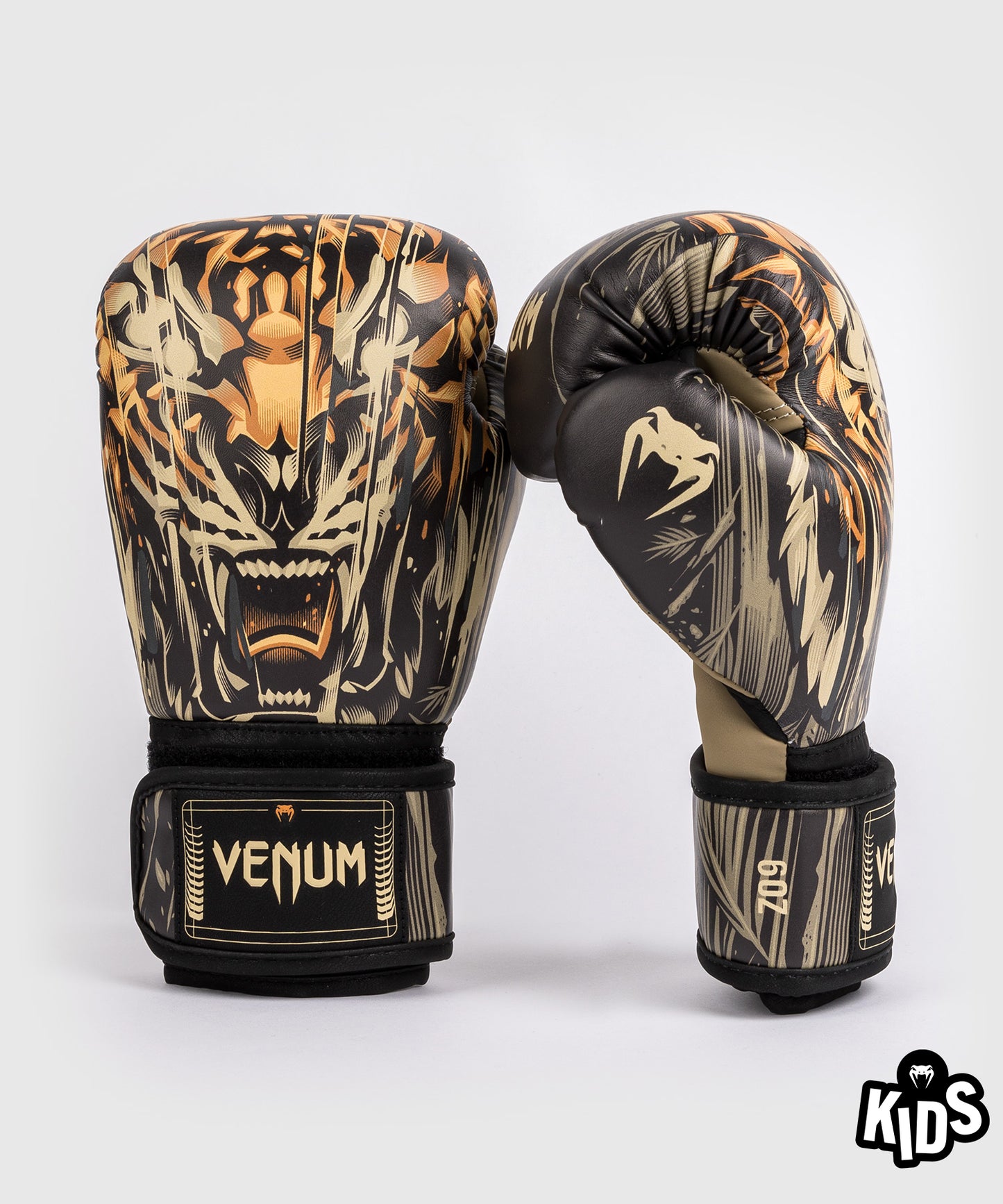 Venum Tiger Kids Bokshandschoenen - Zwart / Neon Oranje