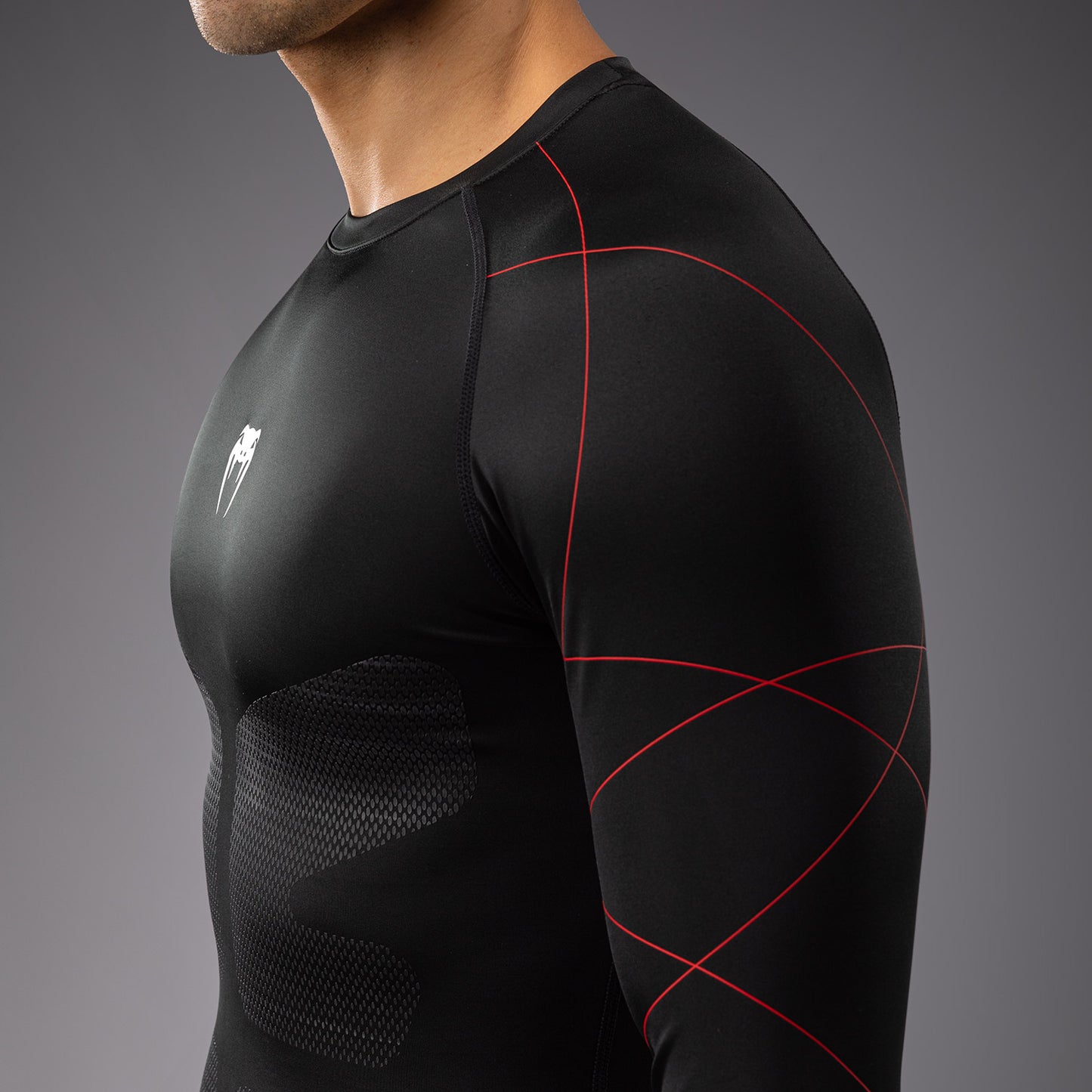 Venum Tactical XT Heren-Rashguard met lange mouwen - Zwart/Vuurrood