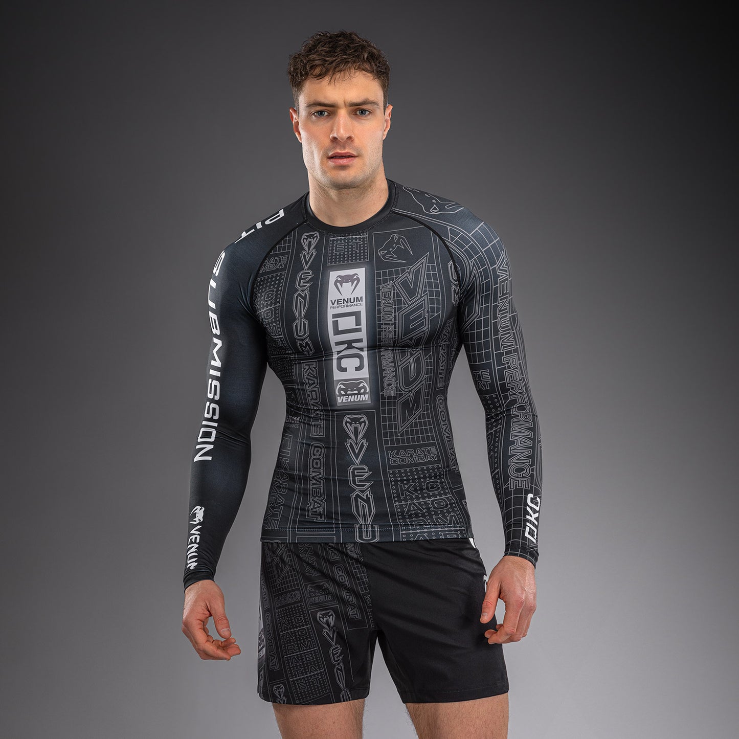 Karate Combat by Venum Rashguard met lange mouwen – Zwart/Grijs