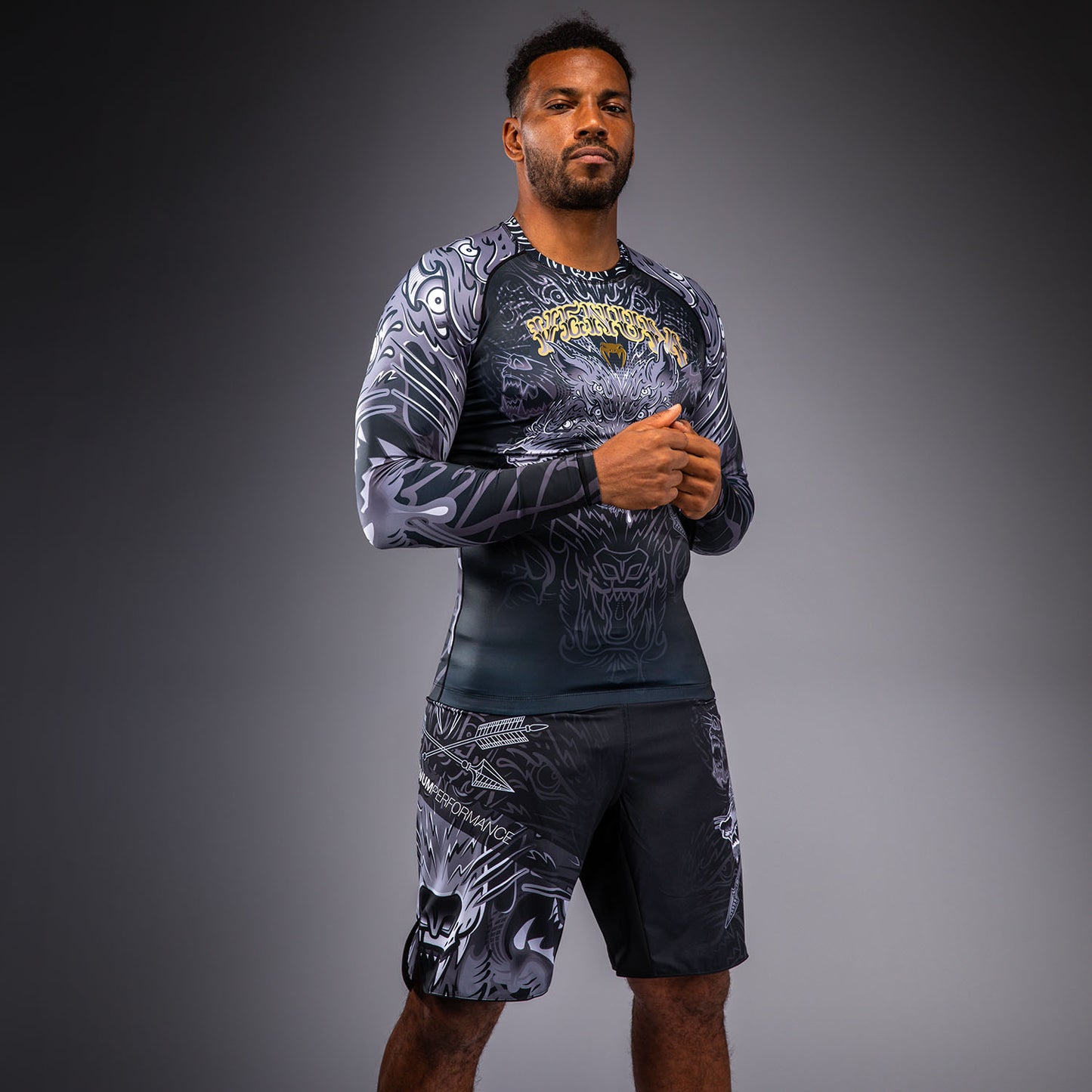 Venum Wolf Atak Rashguard met lange mouwen – Zwart/Grijs