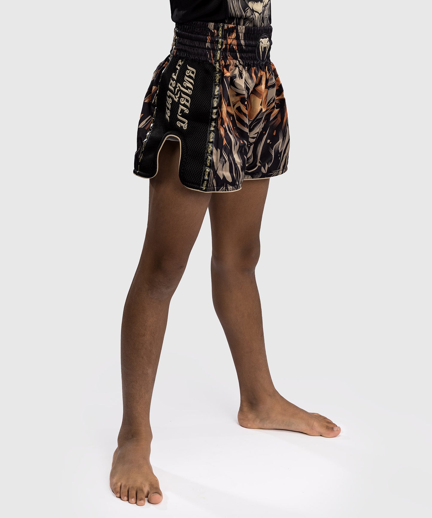 Venum Tiger Kids Muay Thai Shorts - Zwart / Neon Oranje