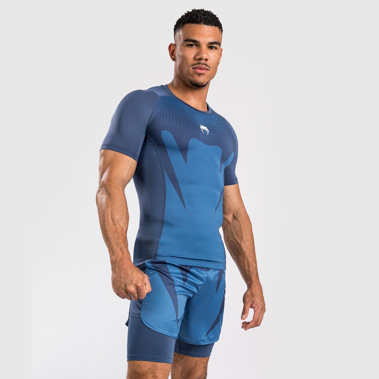 Venum Attack Heren Korte Mouw Rashguard - Marineblauw