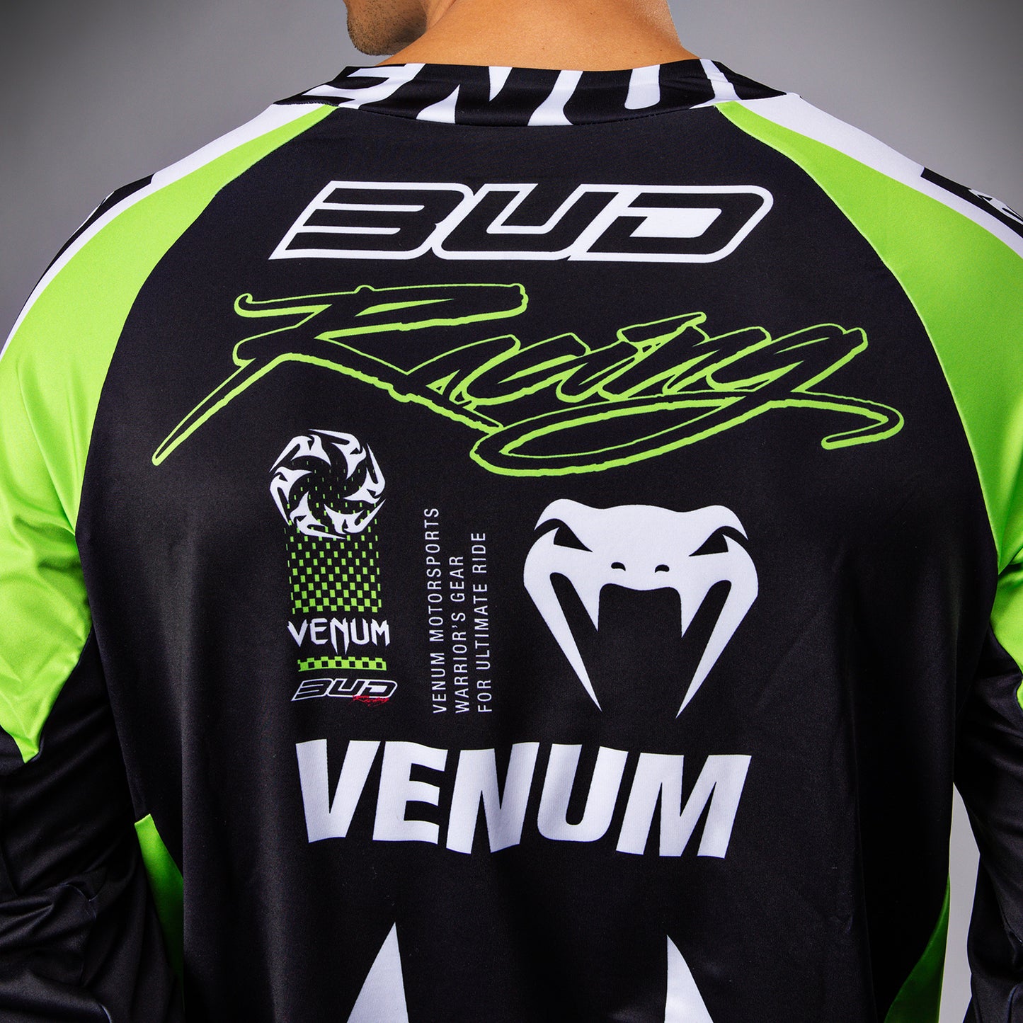 Venum x Bud Racing Heren Dry-Tech T-Shirt - Zwart/Wit/Limoengroen