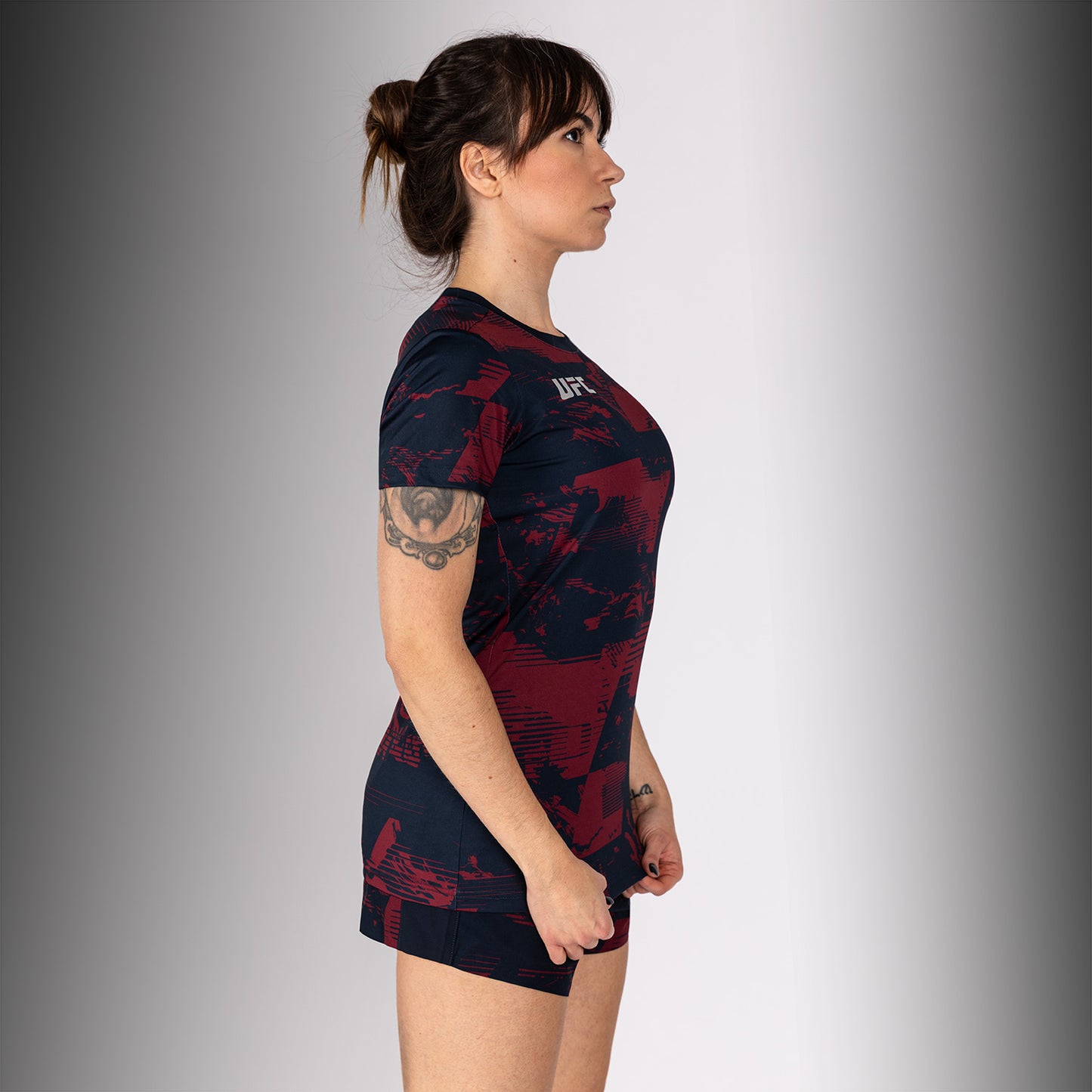 UFC Zenith by Venum Authentic Fight Week Performance T-shirt Korte Mouw Dames - Marineblauw/Bordeauxrood/Zilver