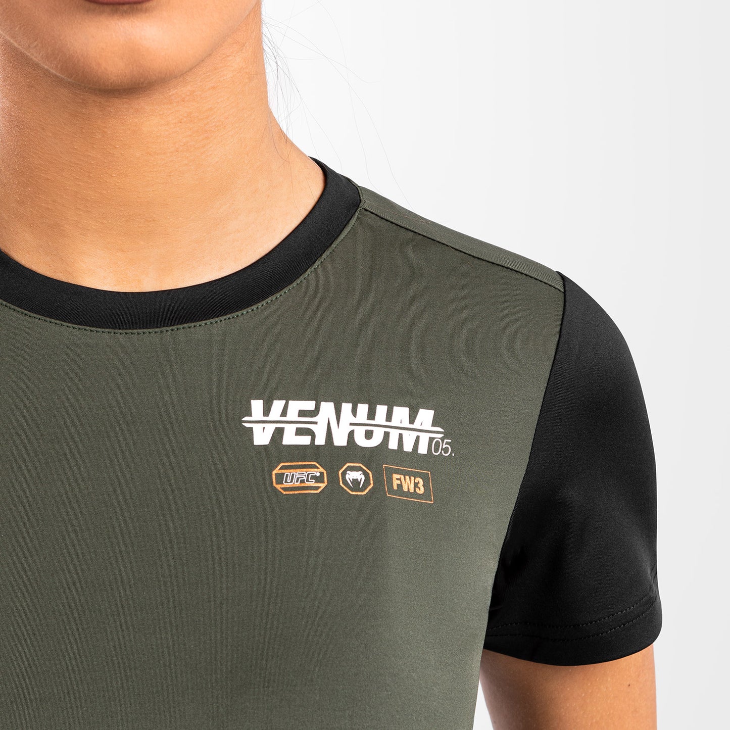 UFC Adrenaline by Venum Fight Week Dames-T-shirt Dry-Tech - Kaki/Brons