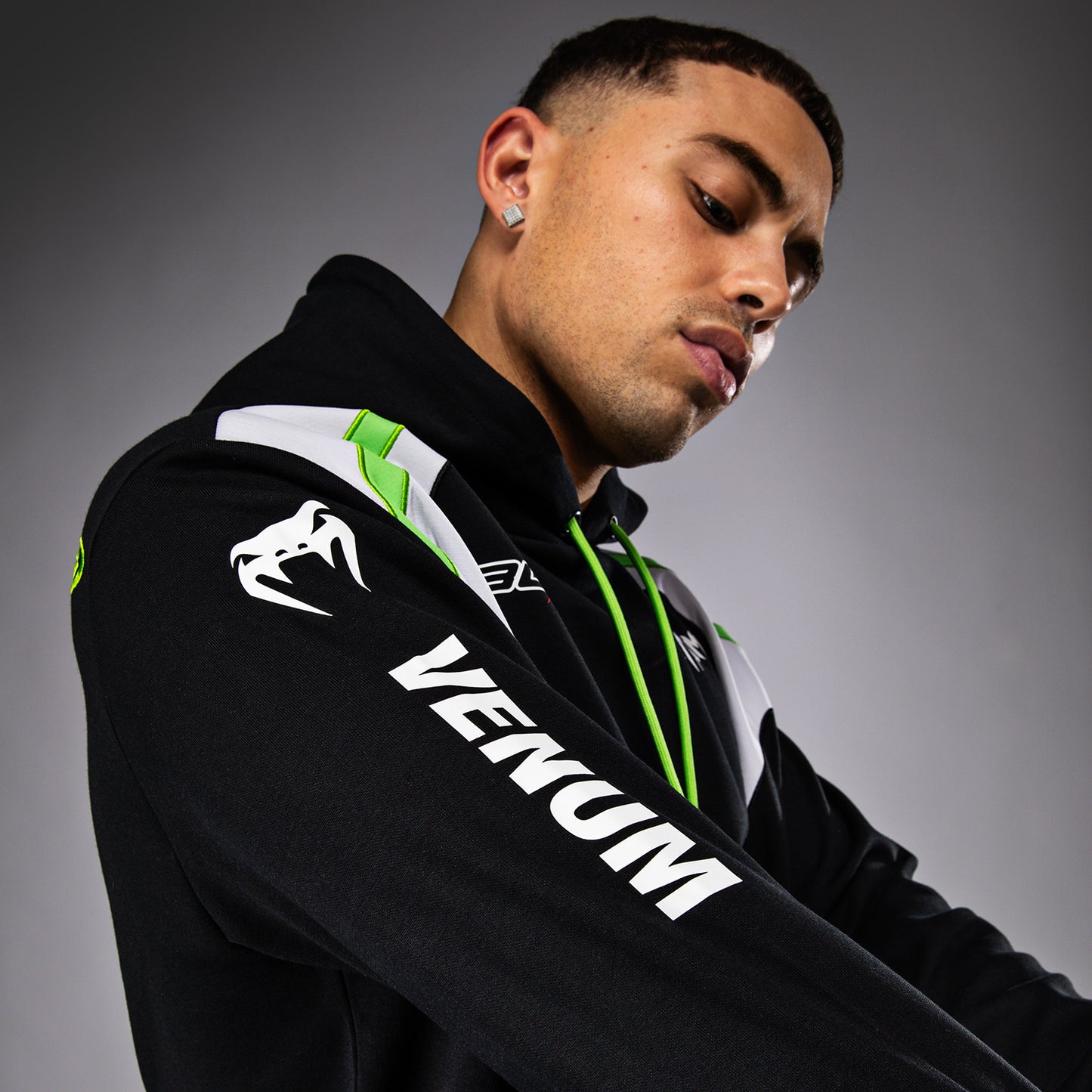 Venum x Bud Racing Heren Hoodie - Zwart/Wit/Limoengroen