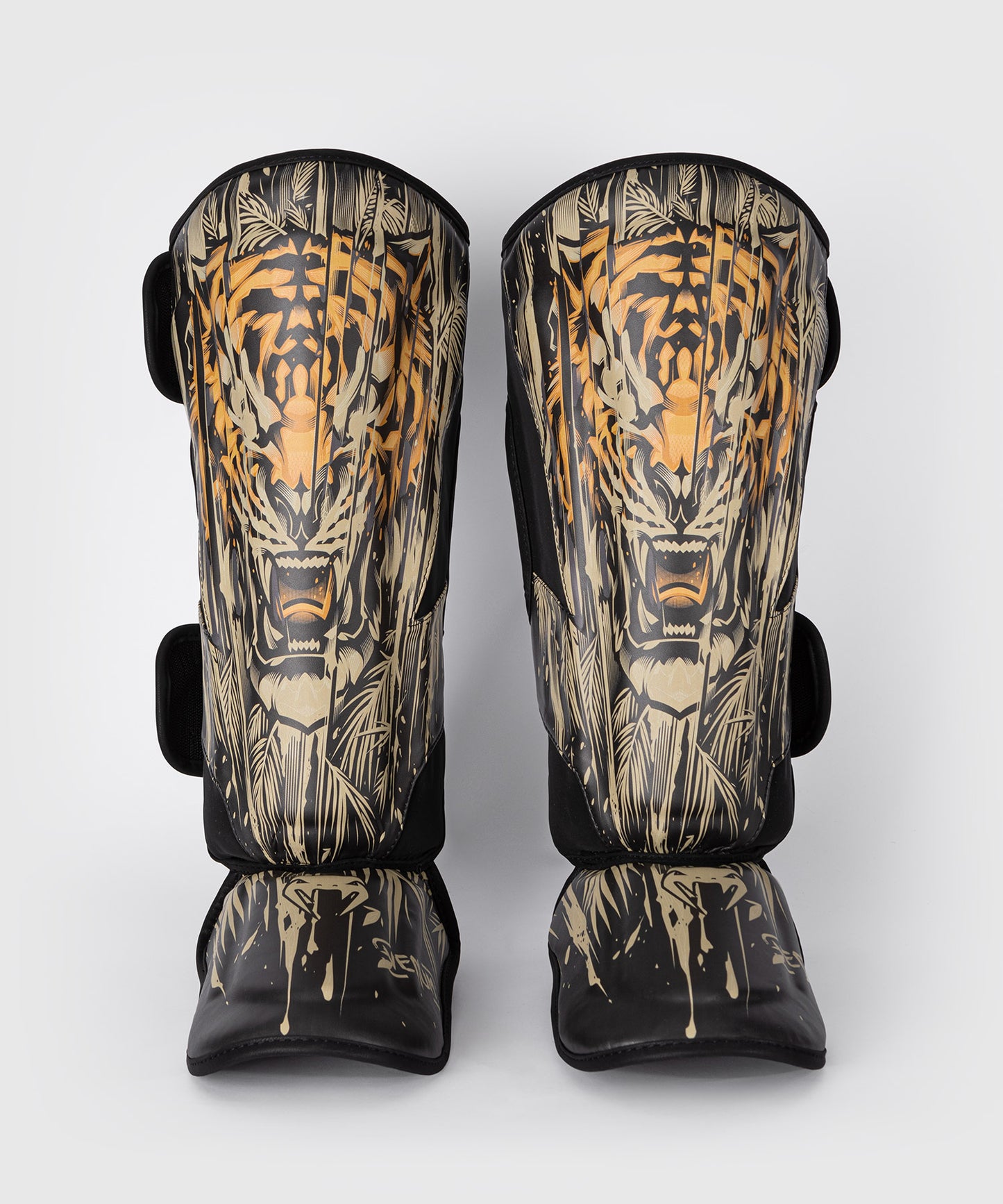 Venum Tiger Schenenschermers - Zwart / Neon Oranje