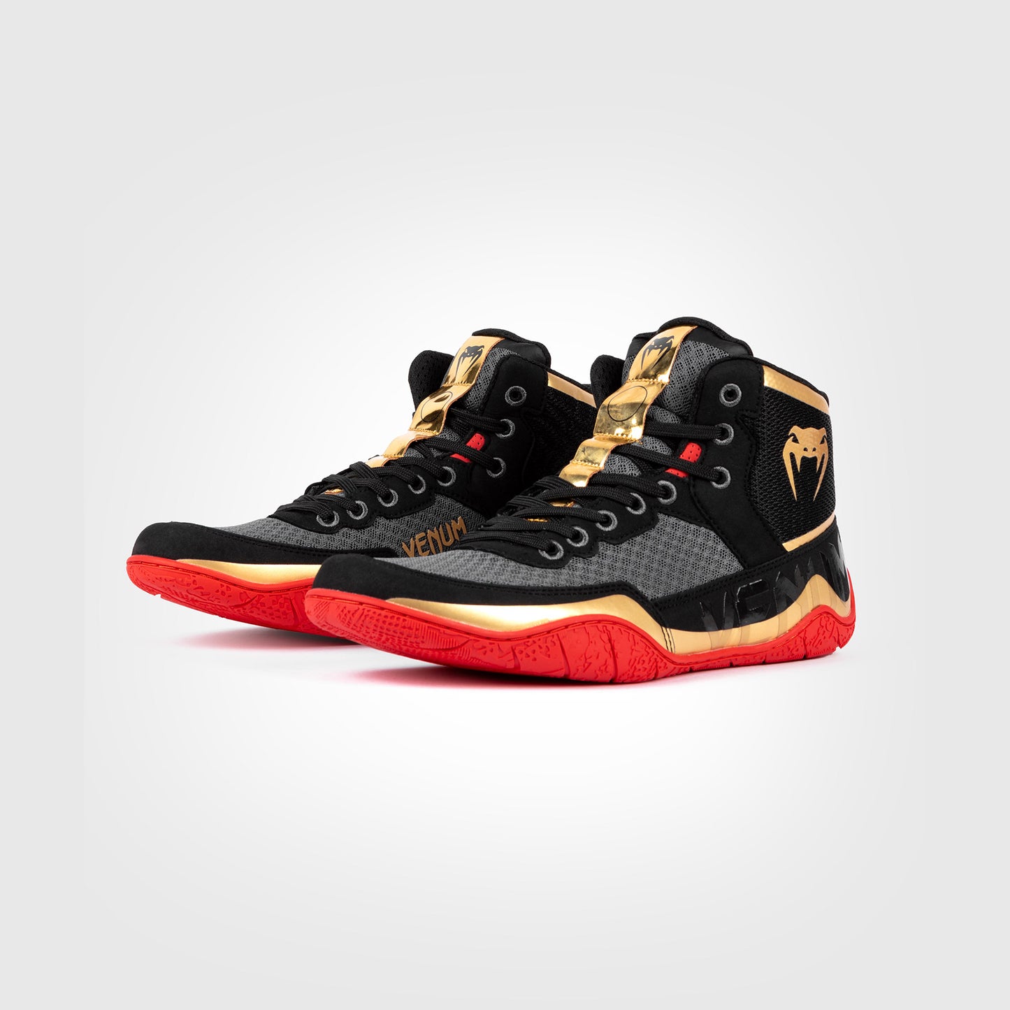 Venum Elite Worstelschoenen - Zwart/Goud/Rood