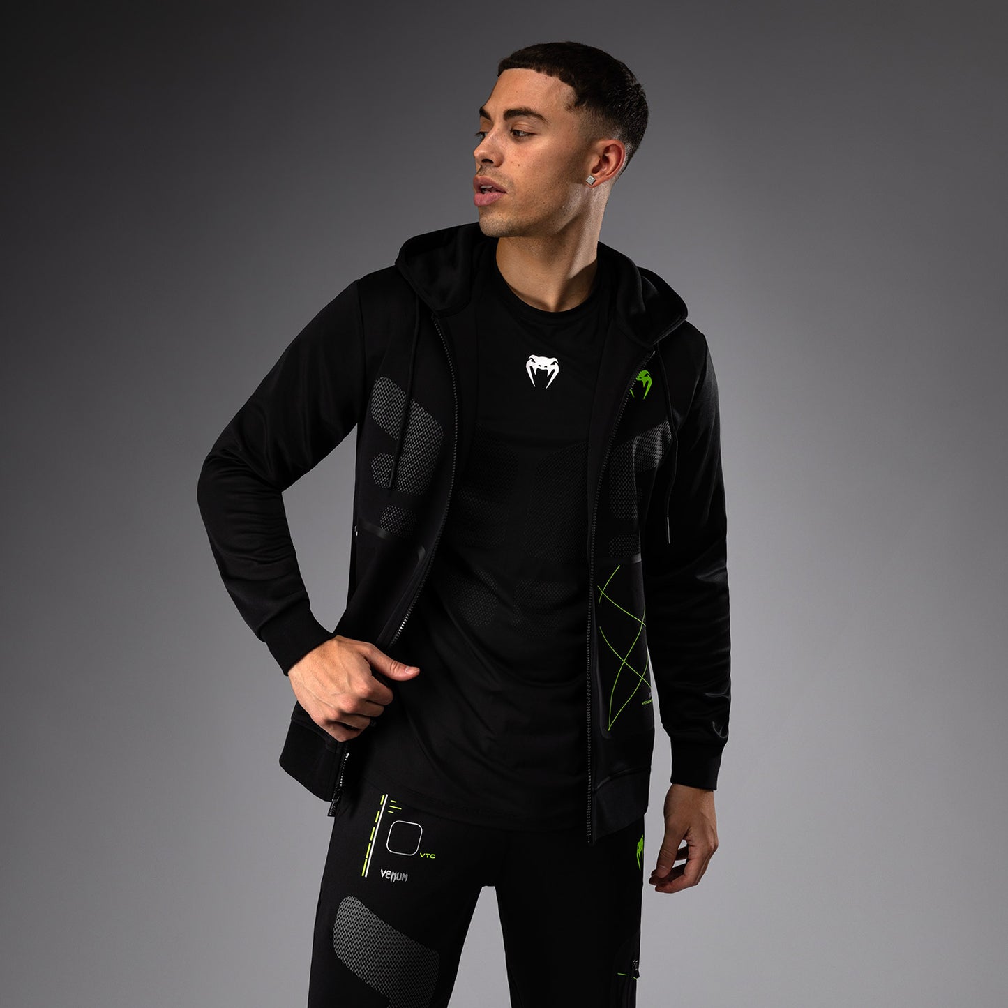 Venum Training Camp 4.0 Full Zip Hoodie met volledige rits - Zwart/Neogroen