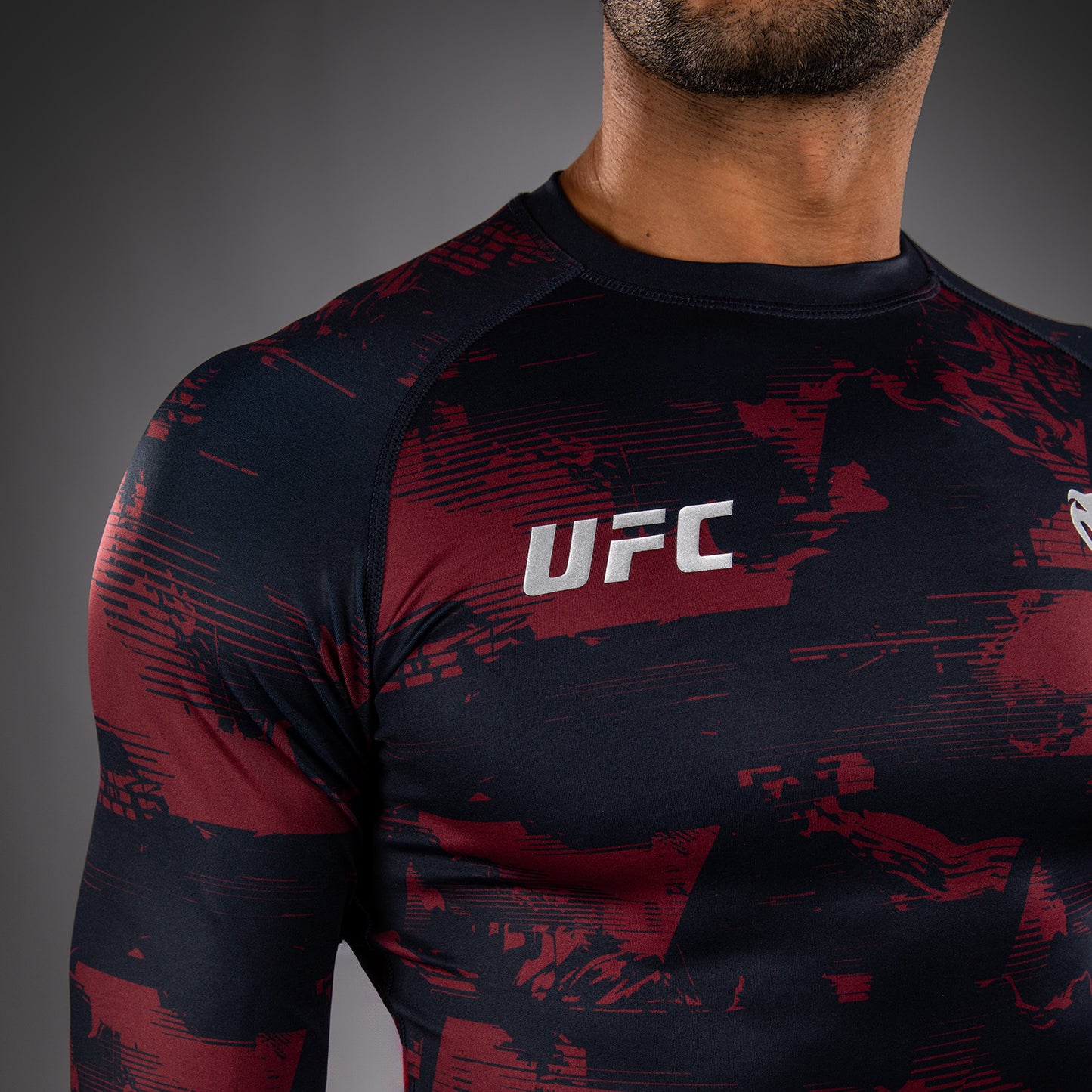 UFC Zenith by Venum Authentic Fight Week Performance Longsleeve Rashguard Heren - Marineblauw/Bordeauxrood/Zilver