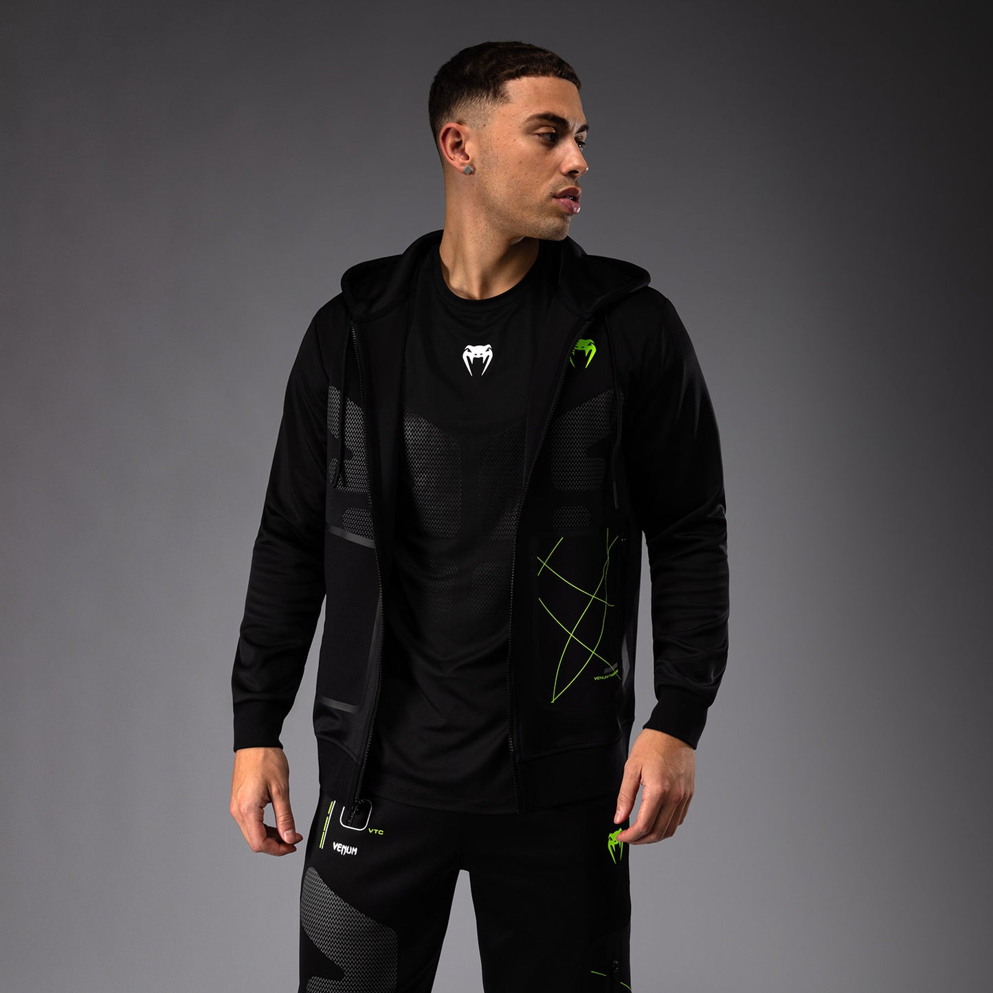 Venum Training Camp 4.0 Full Zip Hoodie met volledige rits - Zwart/Neogroen