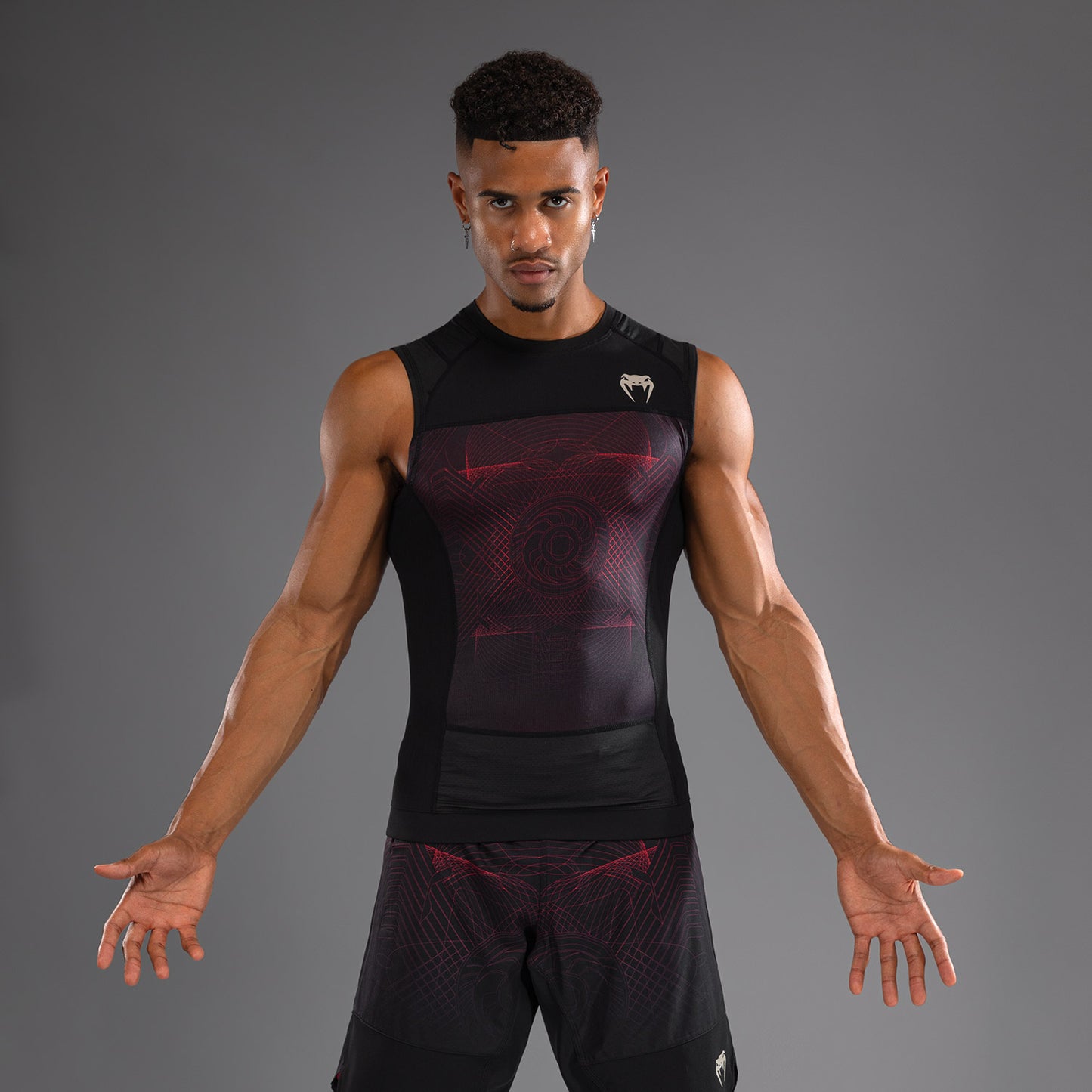 Venum G-Fit Air Mouwloze Rashguard Heren - Diepzwart / Vuurrood