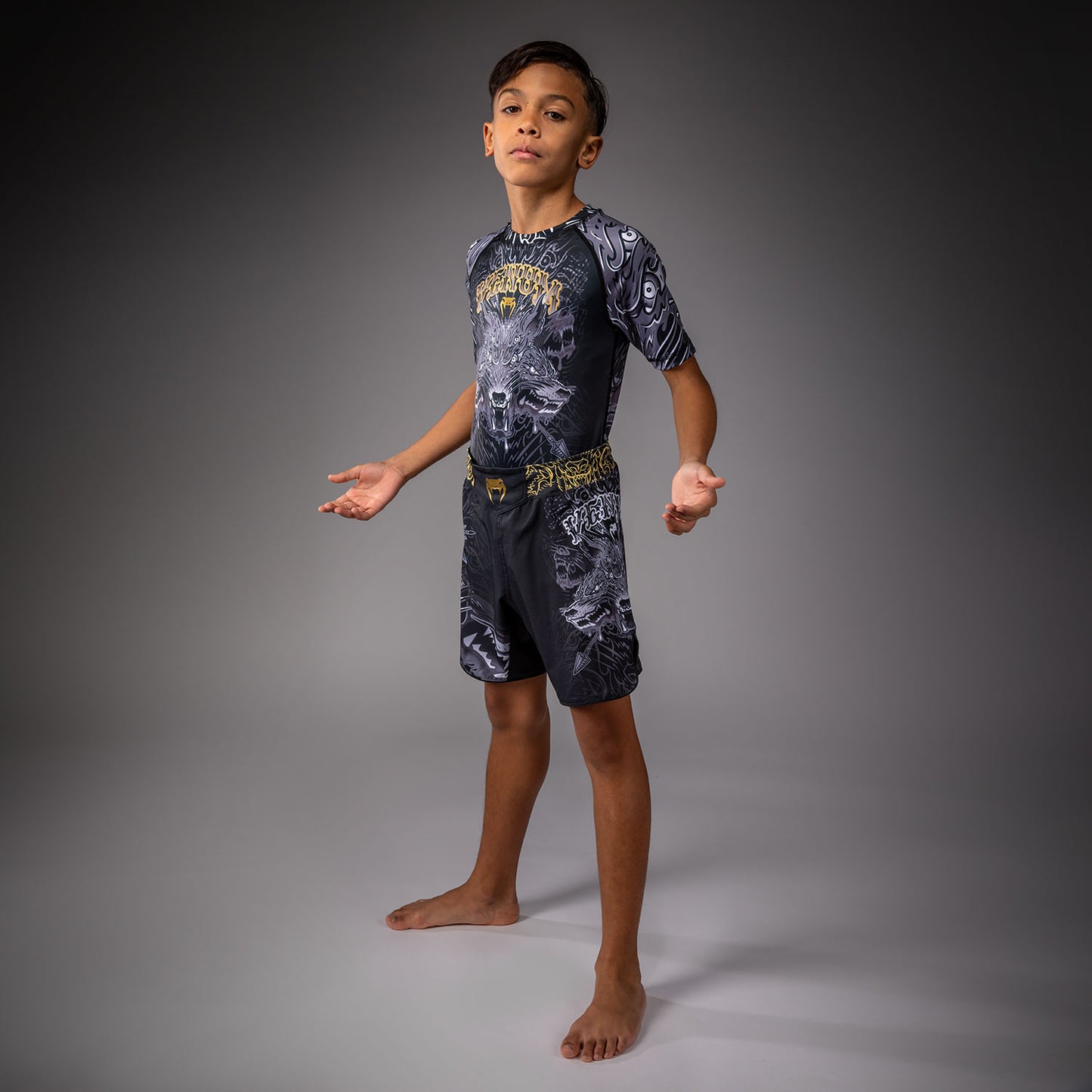 Venum Wolf Atak Kids Fightshorts – Zwart/Grijs