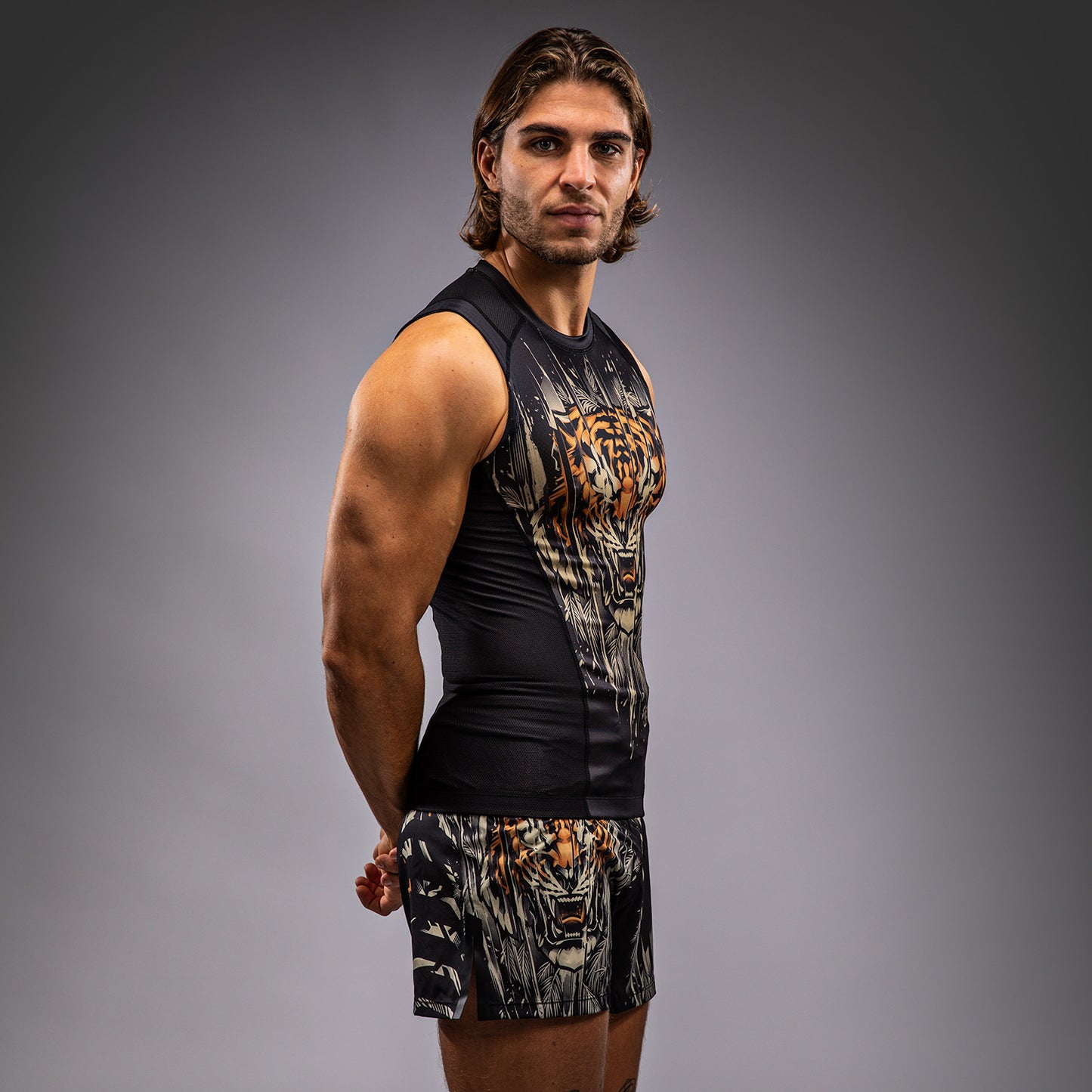 Venum Tiger Mouwloos T-Shirt - Zwart / Neon Oranje