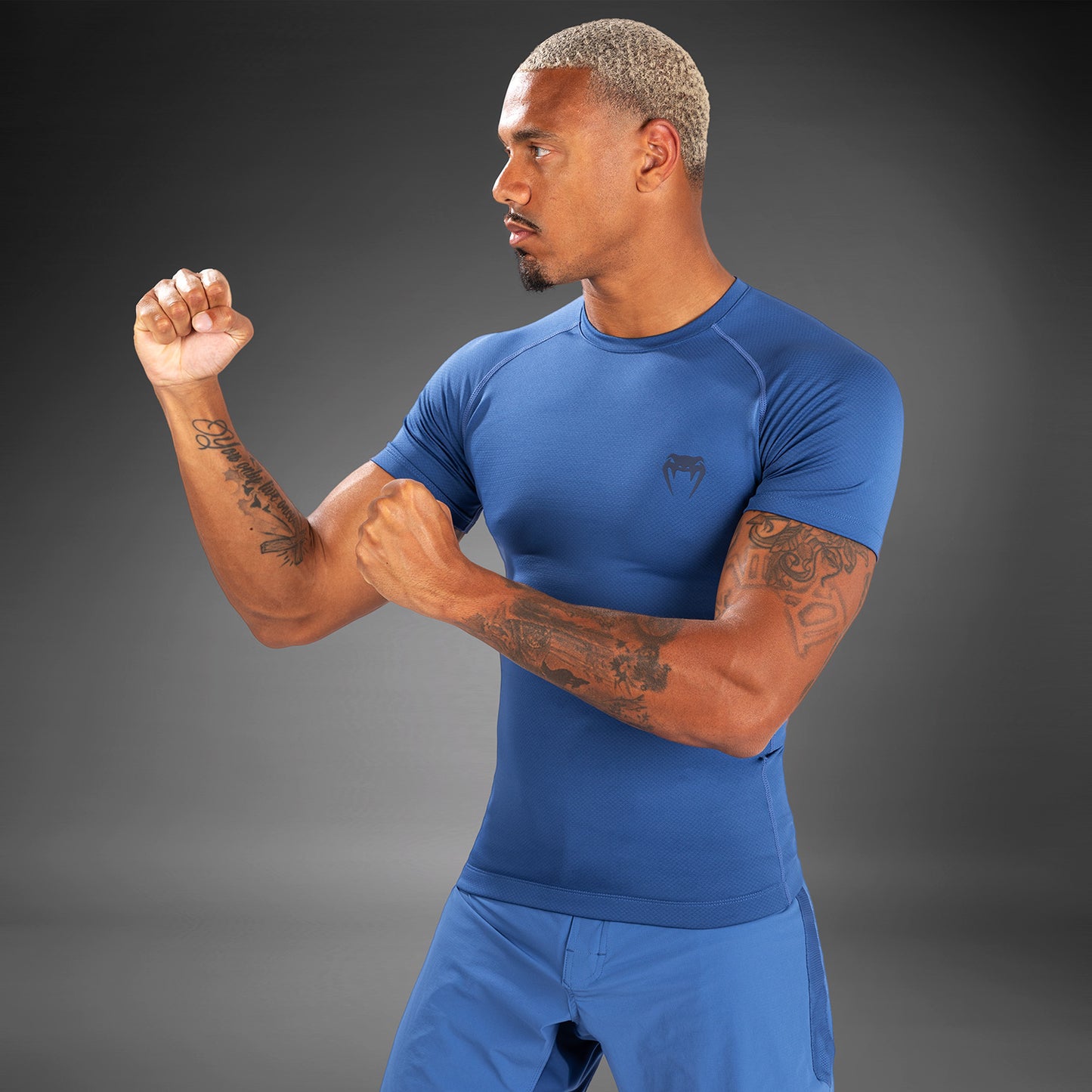 Venum Contender Heren Rashguard met korte mouwen - Blauw