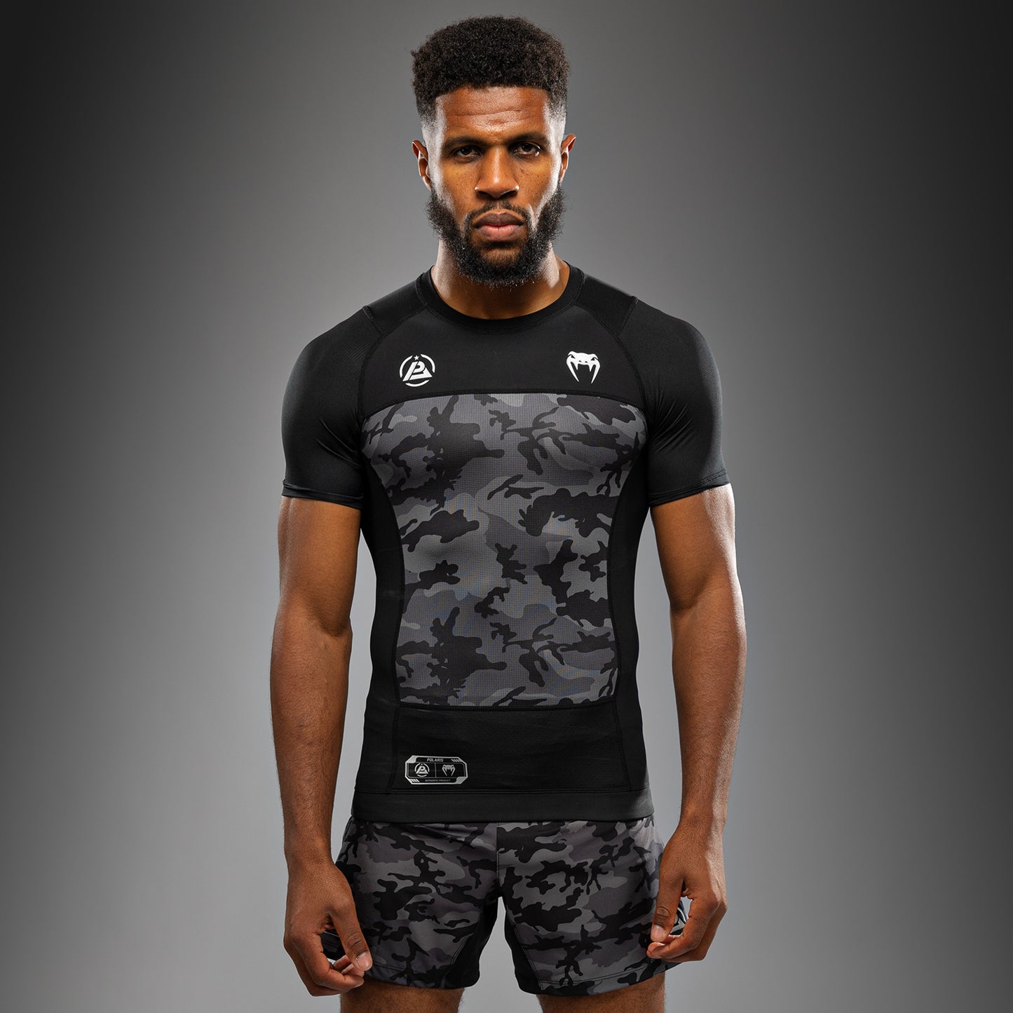 Venum x Polaris Korte Mouwen Rashguard - Zwart/Stormgrijs