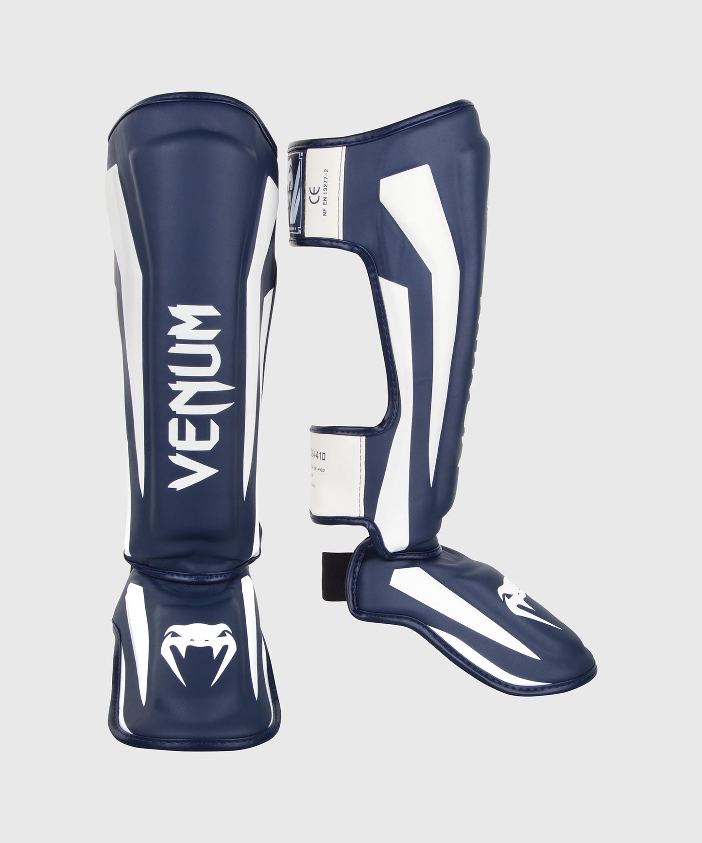 Venum Elite Standup Scheenbeschermers - wit/marineblauw