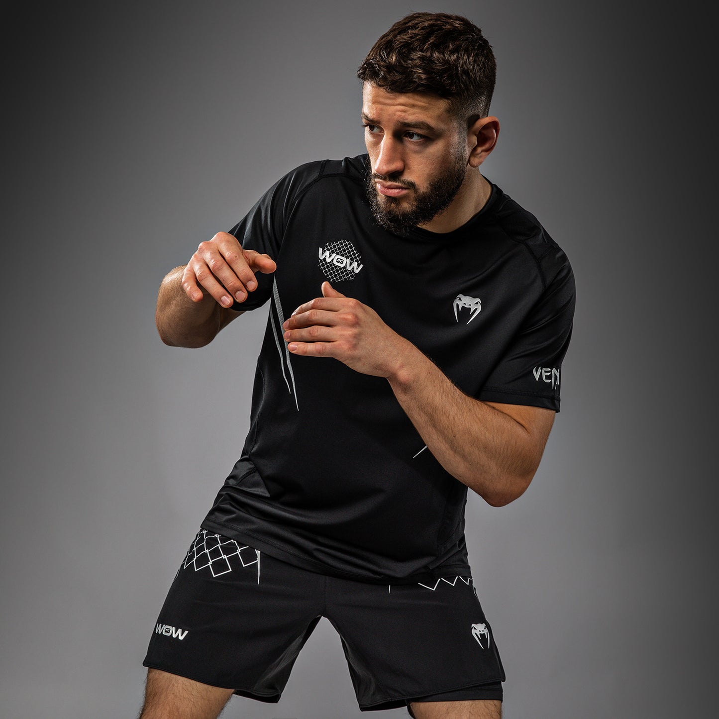 Venum x WOW FC Dry-Tech T-Shirt - Zwart/Zilver Grijs