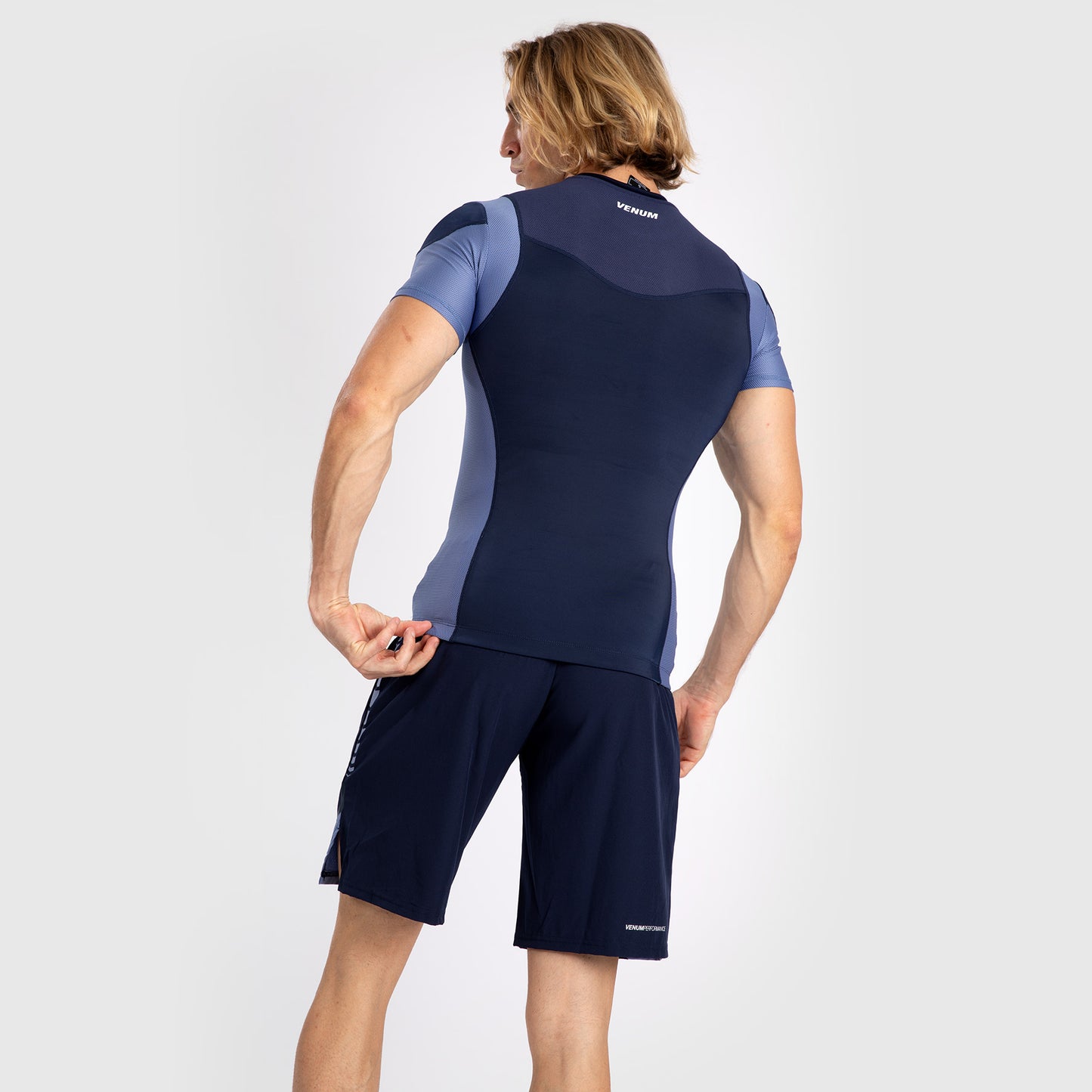 Venum Tempest Heren Rashguard Met Korte Mouwen - Marineblauw/Blauw