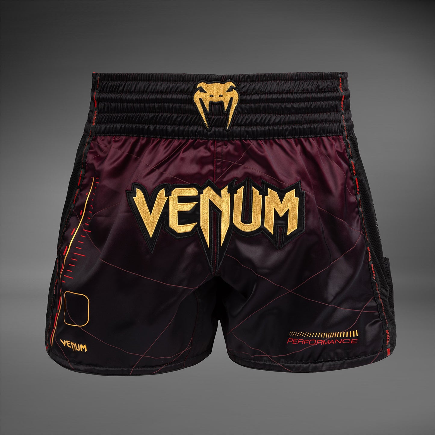 Venum Tactical XT Muay Thai Shorts - Zwart / Bourgondië / Goud