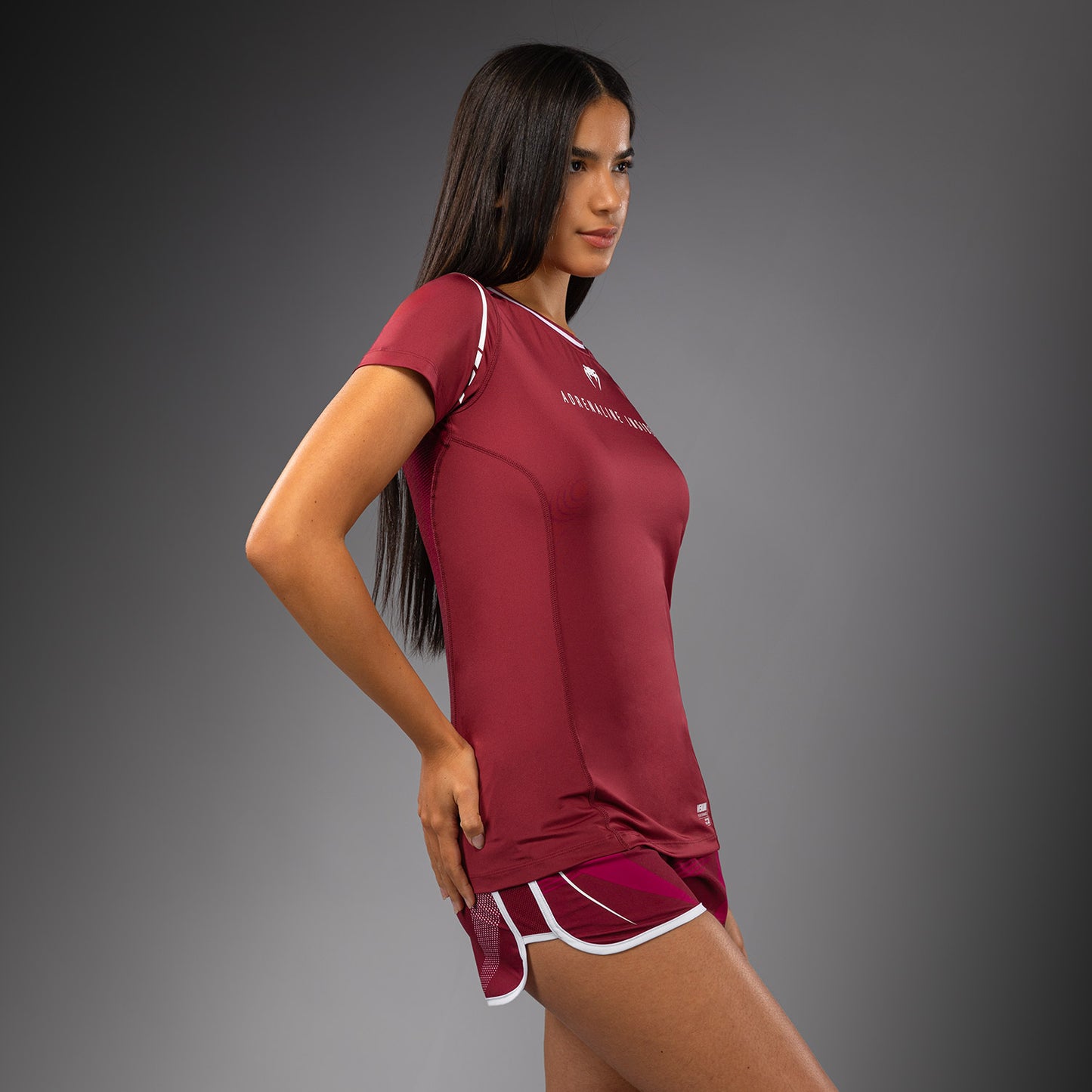 Venum Adrenaline Dames Dry-Tech T-shirt – Bourgondië/Roze