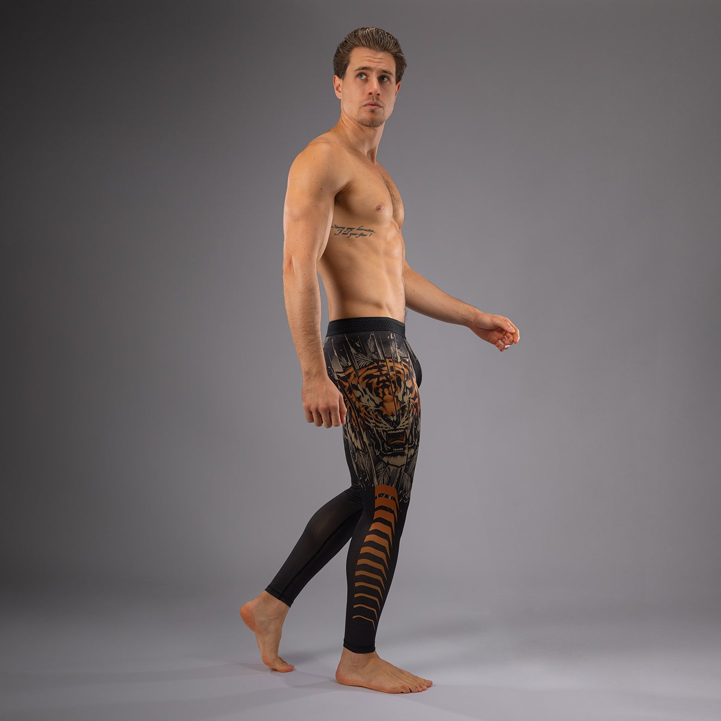 Venum Tiger Compressie Leggings Heren - Zwart / Neon Oranje
