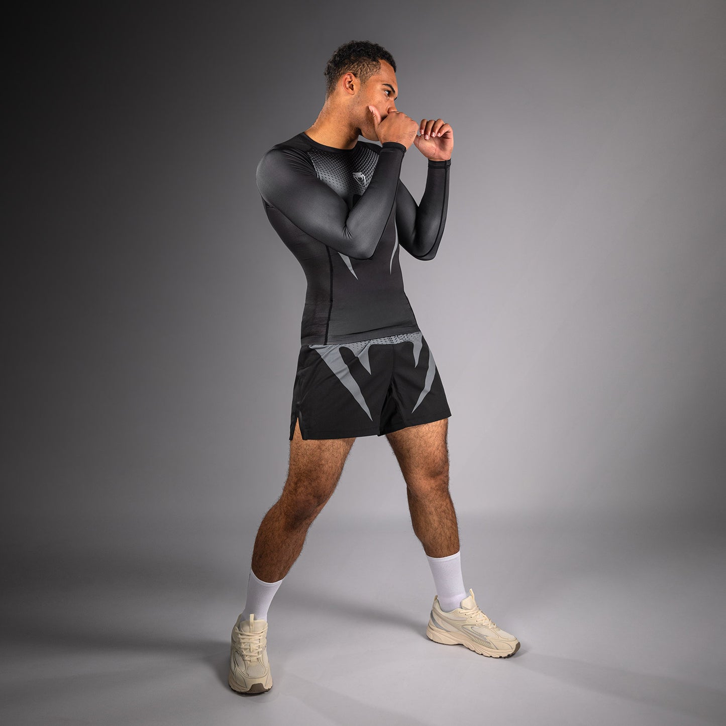 Venum No Gi Rashguards - Zwart/Zilvergrijs