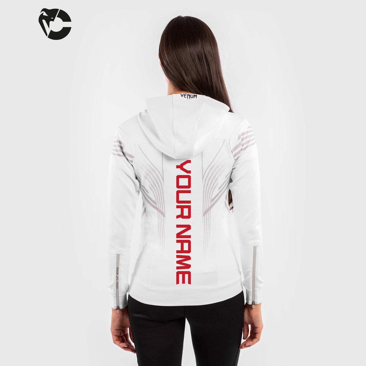 UFC Venum Gepersonaliseerd Authentic Fight Night Walkout Hoodie voor dames - Wit
