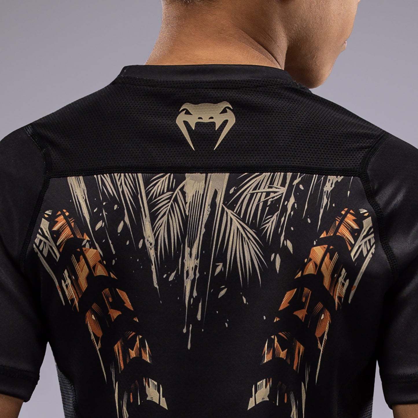 Venum Tiger Kids Korte Mouw Rashguard - Zwart / Neon Oranje