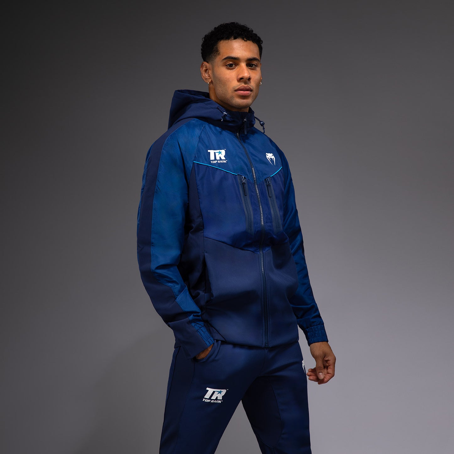 Venum x Top Rank Original Heren Volledige Rits Hoodie - Marineblauw