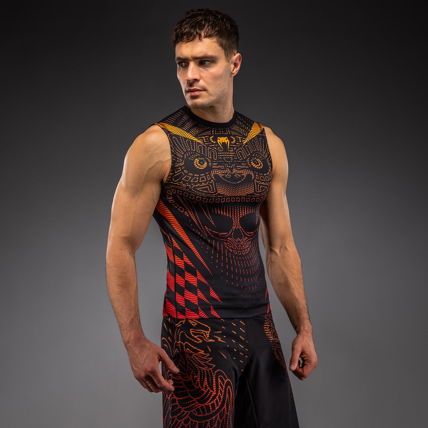 Venum Quetzal Fury Mouwloos Rashguard - Zwart/Fury Rood/Tangerine