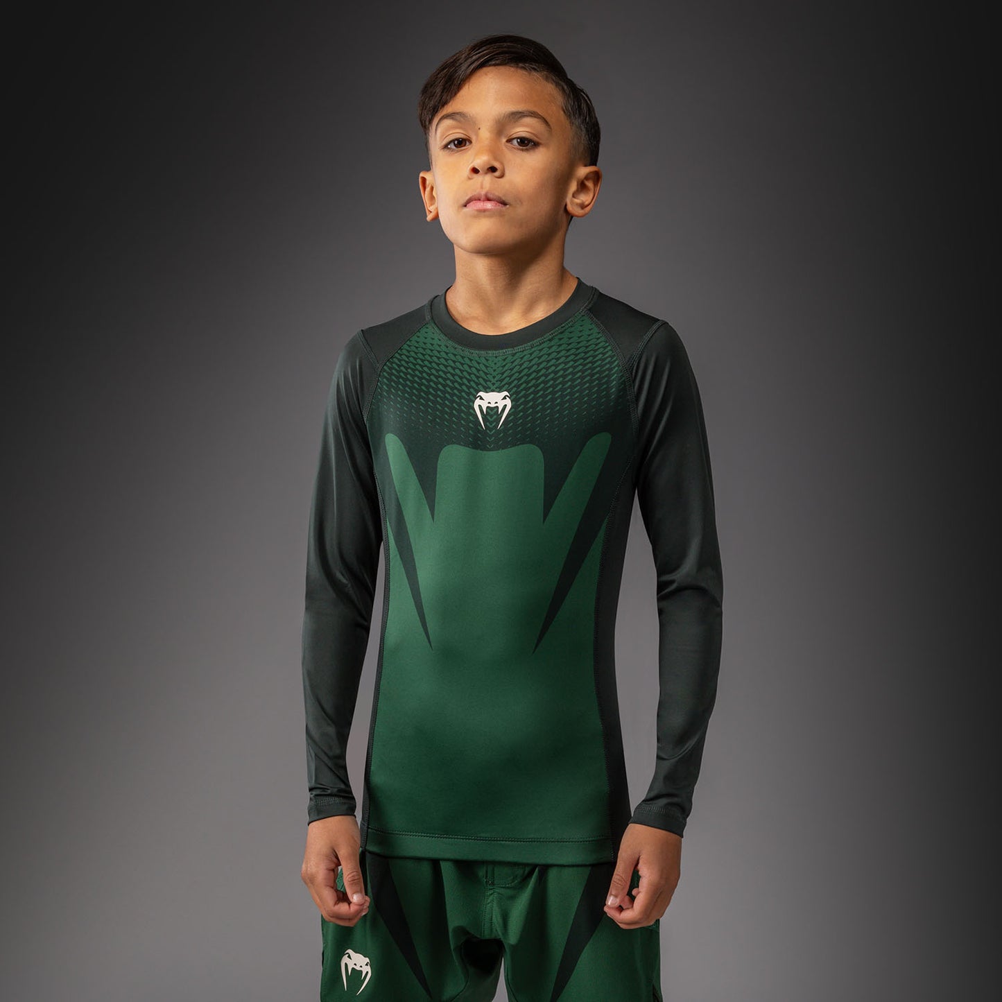 Venum Attack Kids Rashguard met Lange Mouwen - Bosgroen/ Off White