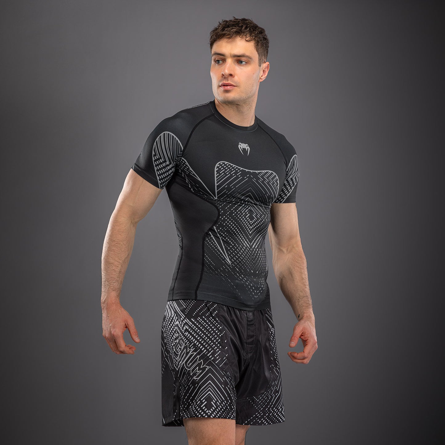 Venum Midnight Fury Rashguard met korte mouwen – Zwart/Grijs/Zilver