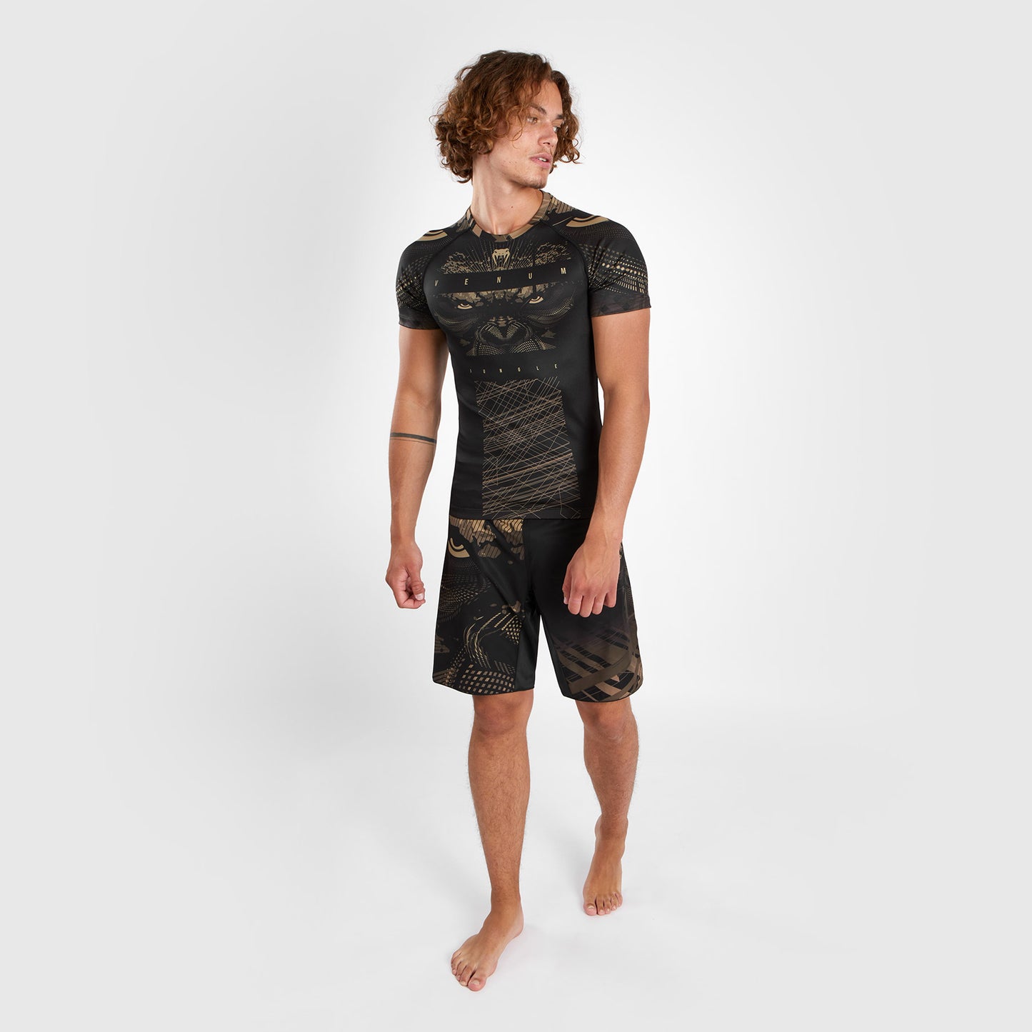 Venum Gorilla Jungle Rashguard Korte Mouwen - Zwart/Zand