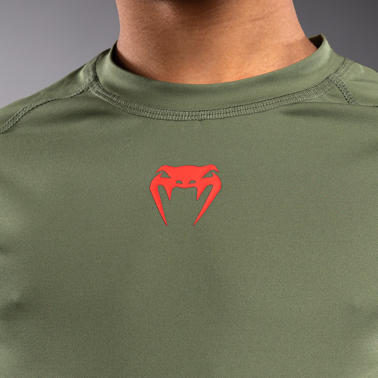 Venum Contender Rashguards Lange Mouwen voor Kinderen - Army Green/Orange