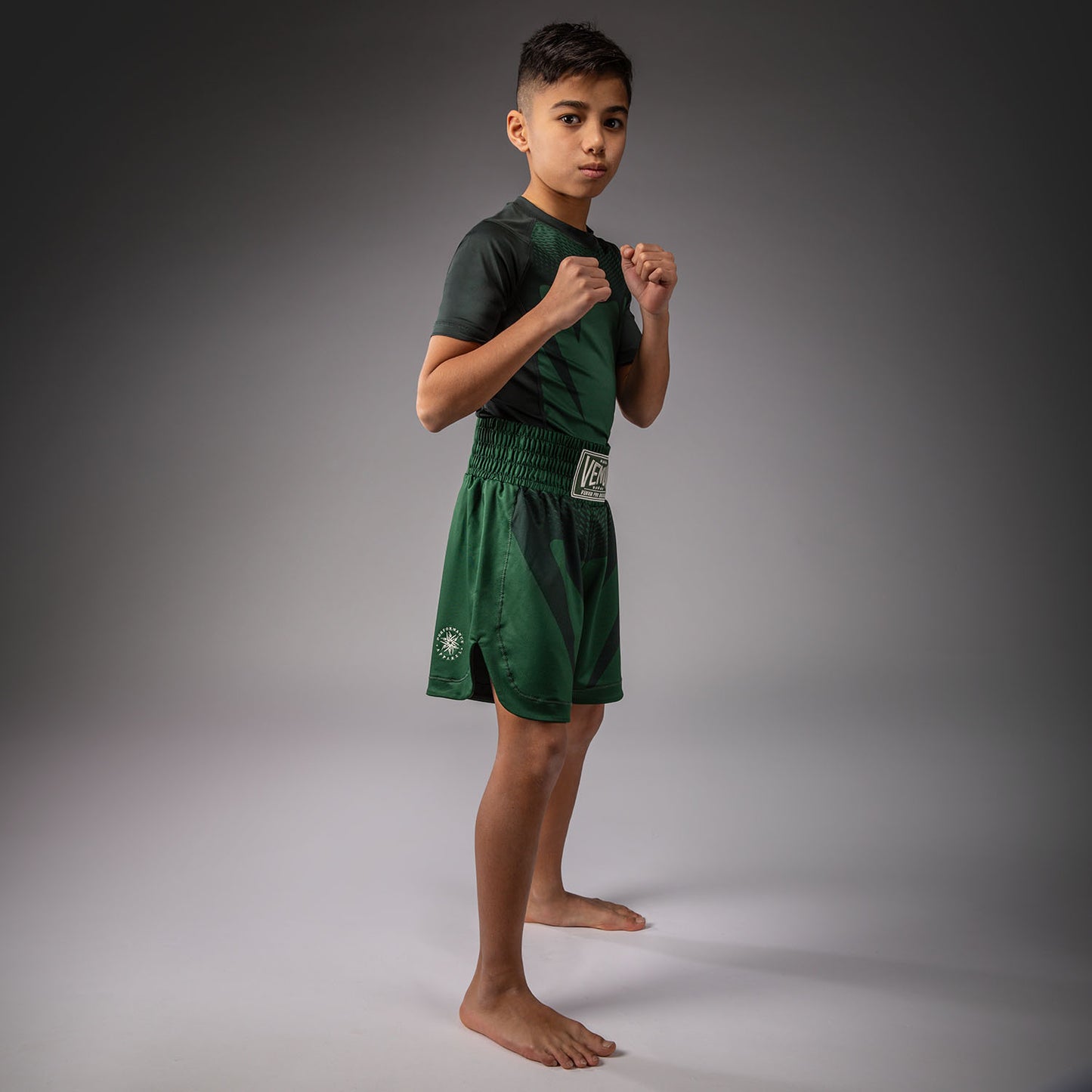 Venum Attack Kids Boksshorts - Bosgroen/Off White
