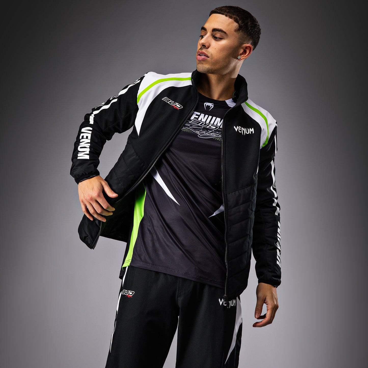 Venum x Bud Racing Herenjas - Zwart/Wit/Limoengroen
