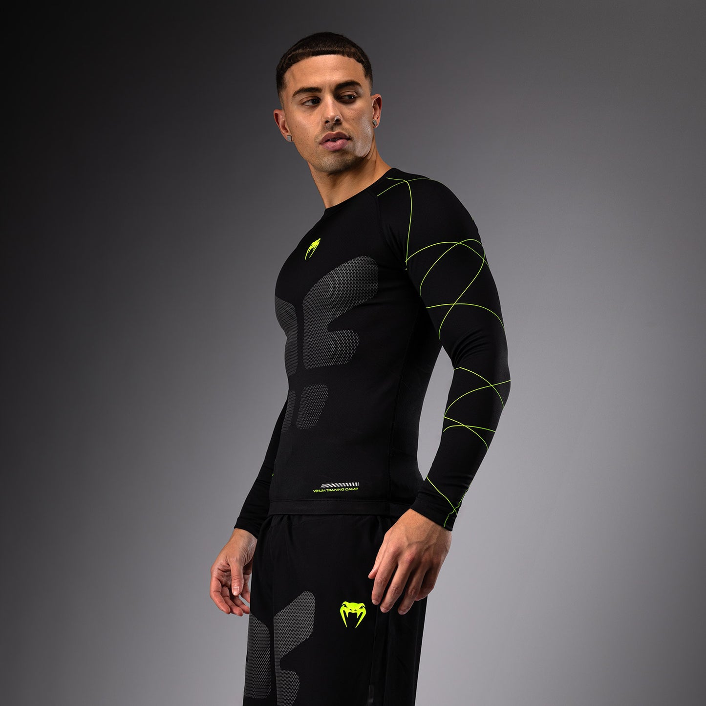 Venum Training Camp 4.0 Rashguard met lange mouwen - Zwart/Neon groen