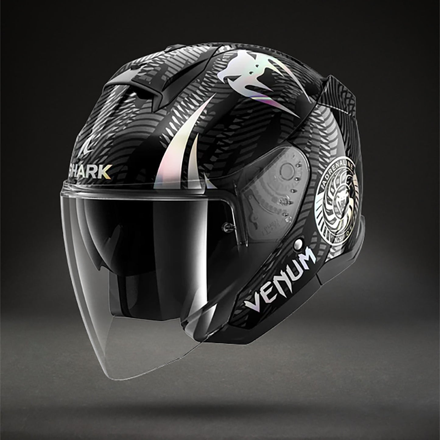 Venum x Shark SKWAL JET Motorhelm – Zwart Chroom Antraciet