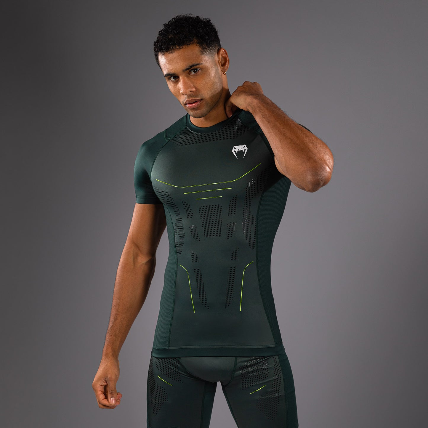 Venum Technical 3.0 T-shirt Rashguard - Bosgroen