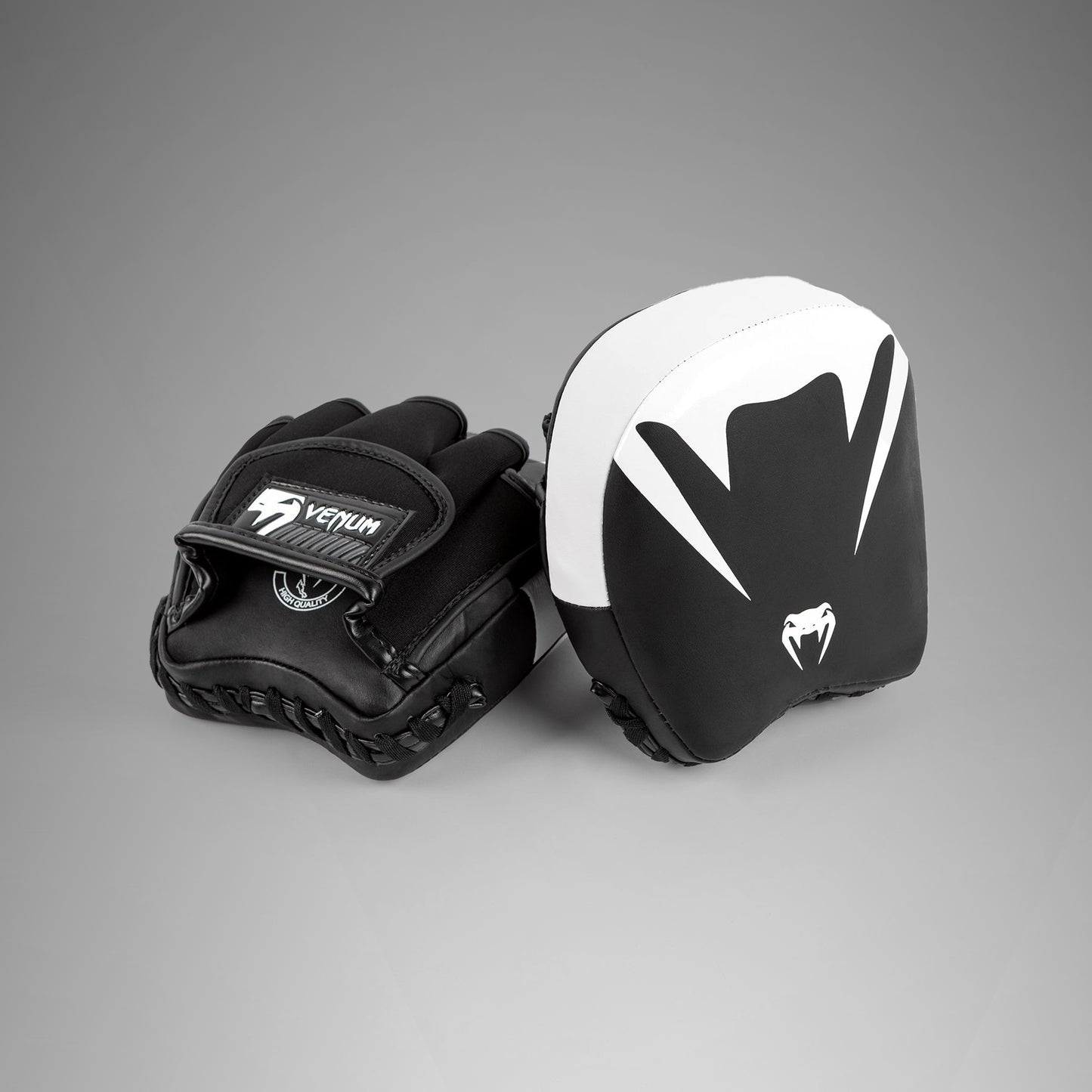 Venum Elite Dikke Coachingswanten Leer Mini (Paar) - Zwart/Wit
