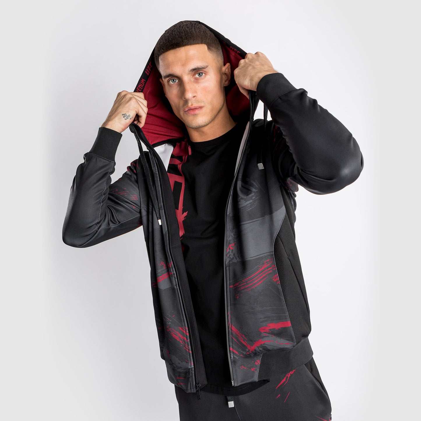 UFC Venum Authentic Fight Week 2.0 Sweatshirt met Rits - Zwart/Rood