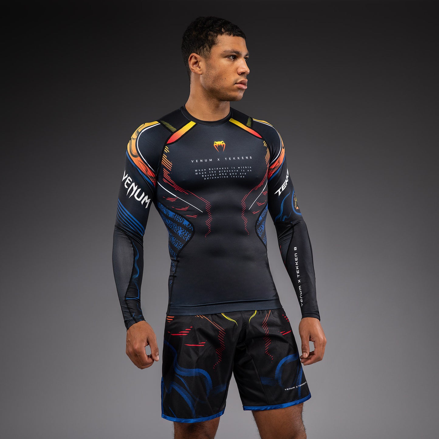 Venum x TEKKEN 8 Rashguard met Lange Mouwen - Yoshimitsu - Zwart/Oranje