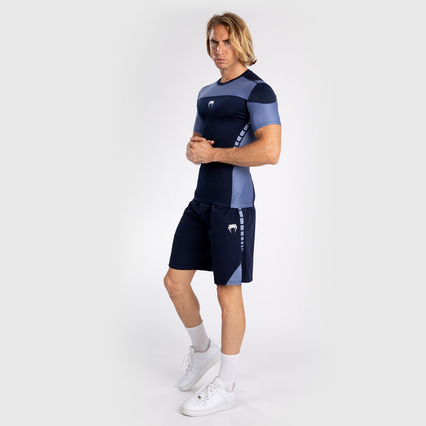 Venum Tempest Heren Rashguard Met Korte Mouwen - Marineblauw/Blauw