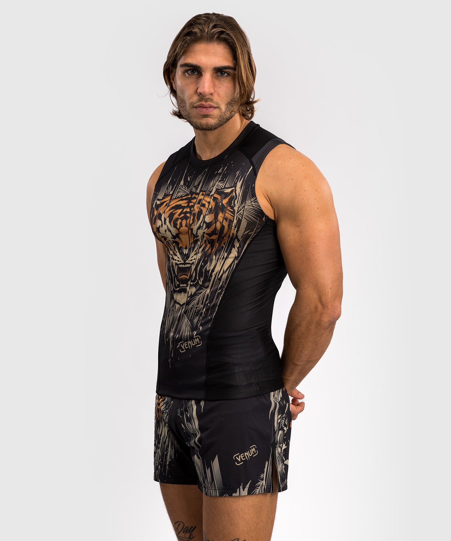 Venum Tiger Mouwloos T-Shirt - Zwart / Neon Oranje